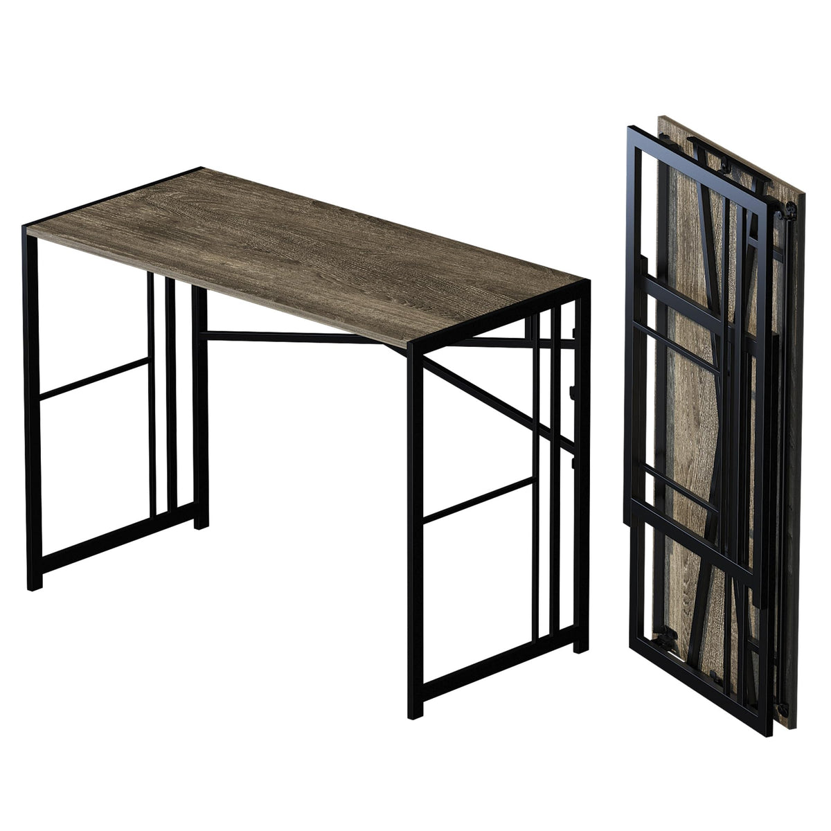 Lutown-Teen 103 cm Folding Desk No Assembly Required, Black Oak