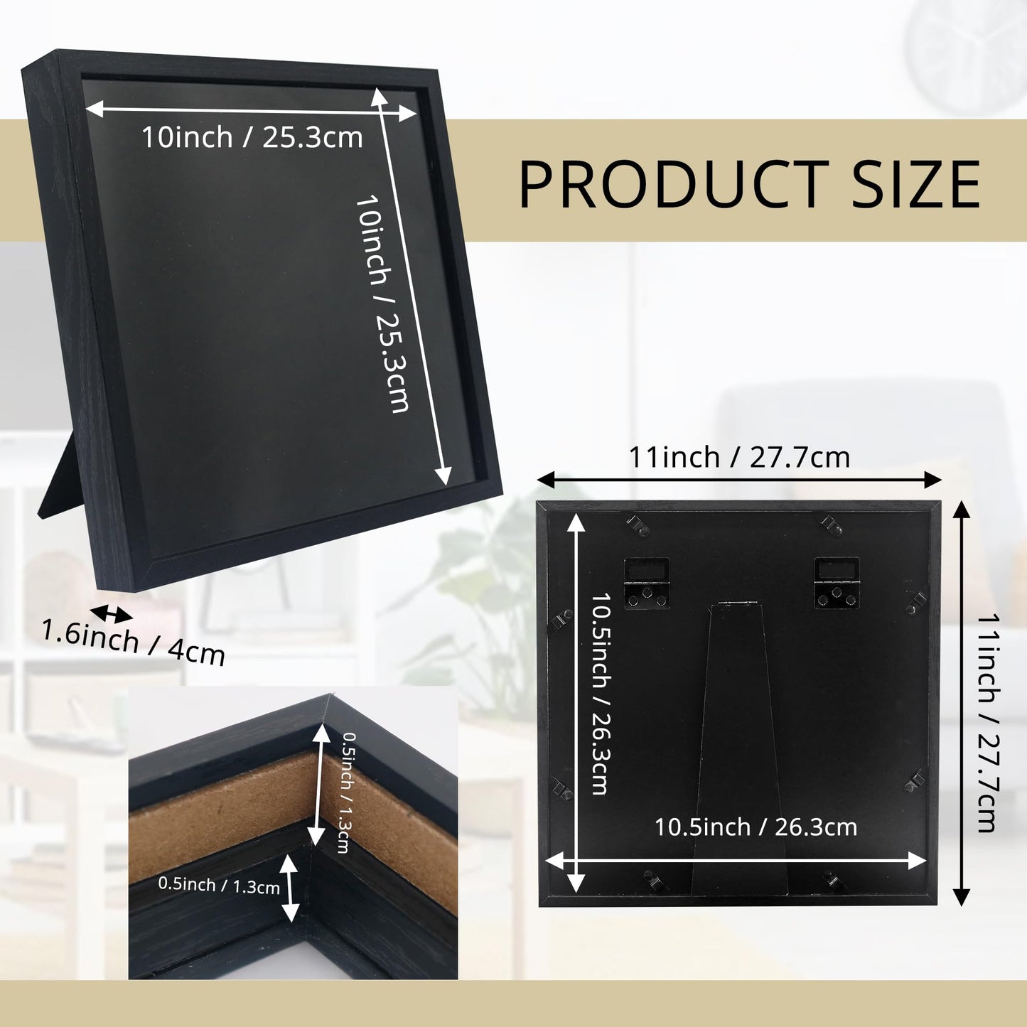 GMFrames 11x11 Enamel Pin Display Case, Pin Collection Display Frame with Real Glass, Shadow Box for Wall and Tabletop, Pin Holder Black