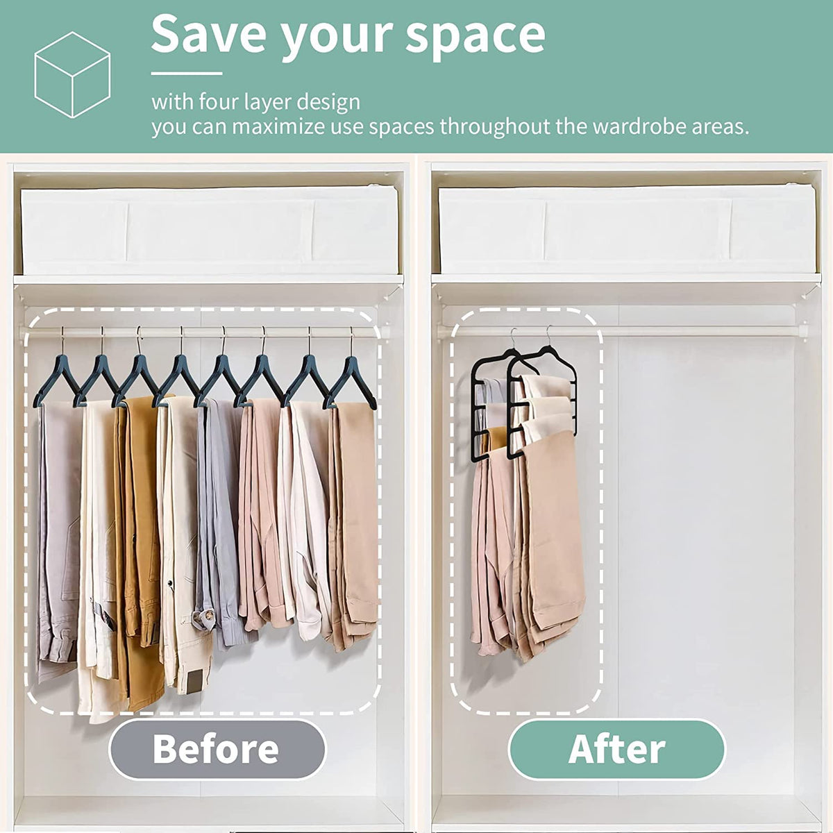 Baoswi 3 Pack Space Saving Non-Slip Jeans Slack Trousers Hangers Multiple Velvet Clothes Hanger Closet Organizer for Jeans,Scarf,Tie