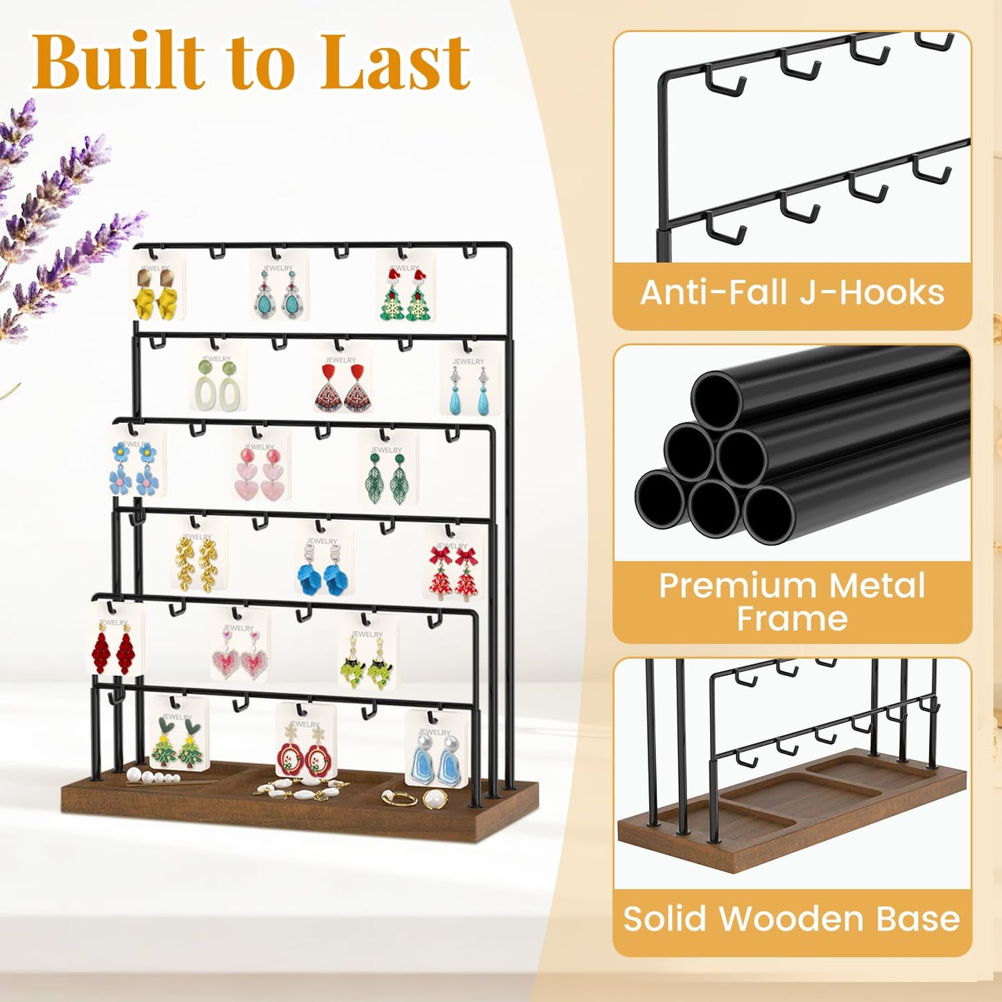 EsLuker.ly Earring Card Display Stand for Vendors Events Selling, 36 Hooks