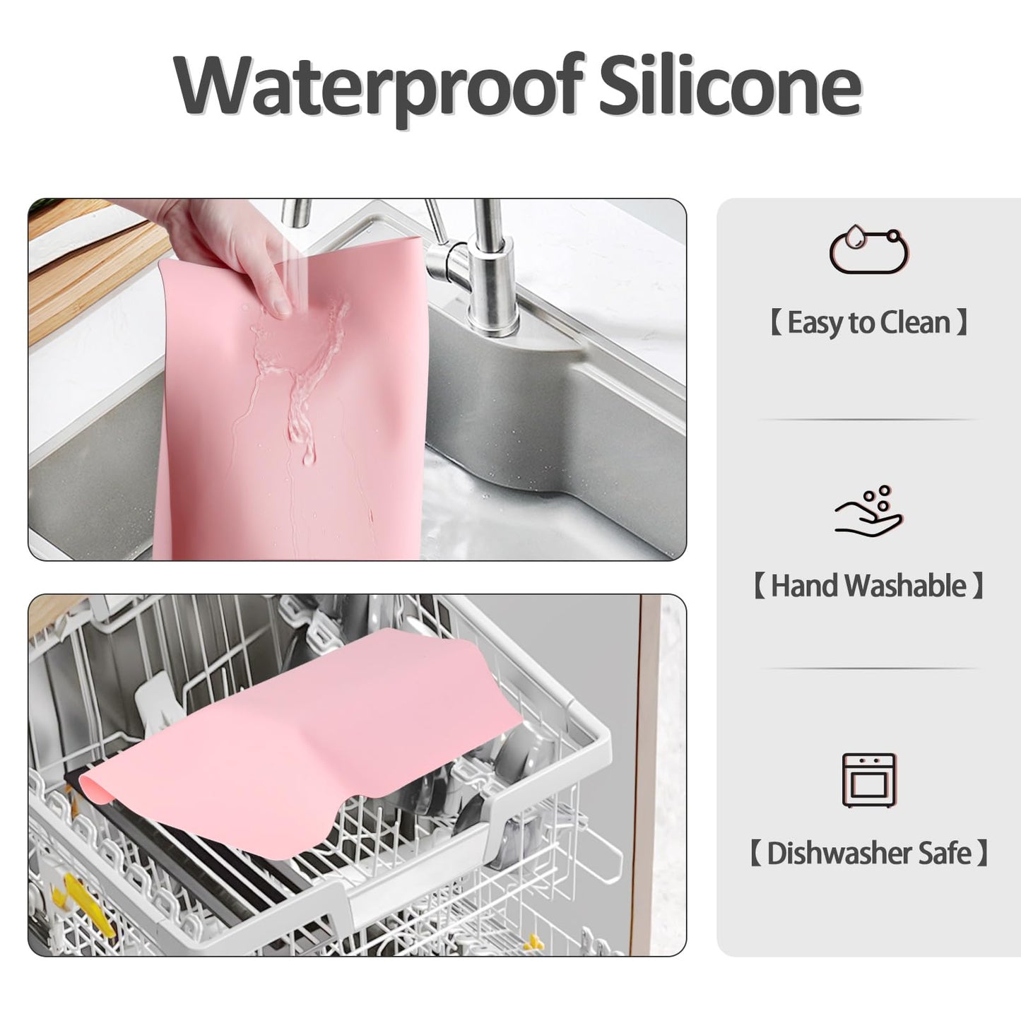Silicone Dressing Table Mat Protector for Makeup, 55x30cm, Sakura Pink