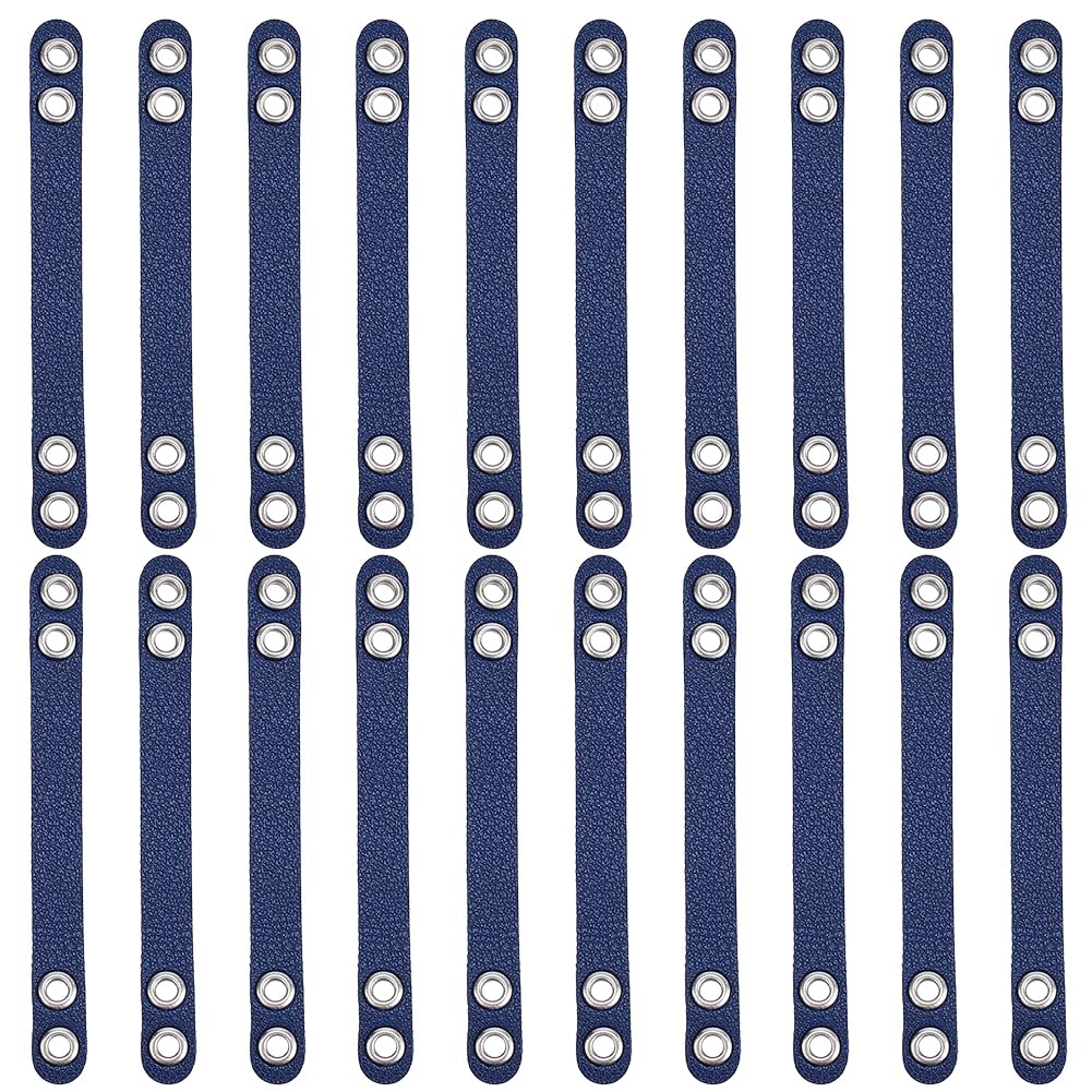 NBEADS 20 Pcs Coat Hanging Chains, Imitation Leather Bag Webbing Straps with Silver Metal Eyelets Durable Coat Loops Hanger Straps for Coats Jackets