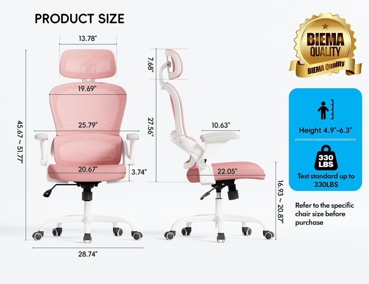 TRALT Office Chair - Ergonomic Office Chair with Back Support - Home Office Desk Chairs - 330lbs Wide Seat Big and Tall Office Chairs with Headrest