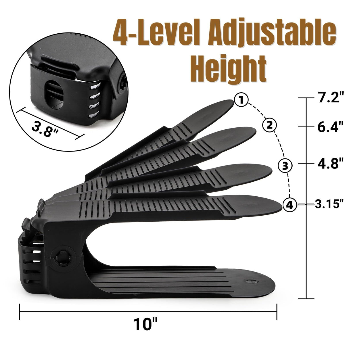 Noamus 24 Pack Shoe Slots Organizer, Adjustable 4 Levels Shoe Stackers, Double Deck Shoe Storage Holder, 50% Space Savers Rack