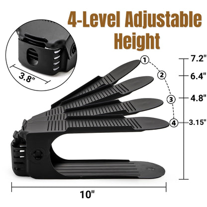 Noamus 24 Pack Shoe Slots Organizer, Adjustable 4 Levels Shoe Stackers, Double Deck Shoe Storage Holder, 50% Space Savers Rack