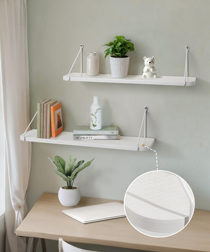 Afuly White Floating Shelves 24 Inch for Bathroom Bedroom Kitchen Storage Organiser Modern Decorations Accessories Display for Living Room Office Home