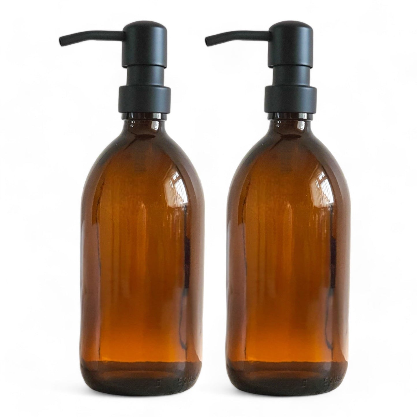 Amber Glass Bottles 500ml Soap Dispenser with Metal Pump (BPA-Free) Brown Glass Empty Soap Dispensers – Reusable Refillable Eco friendly