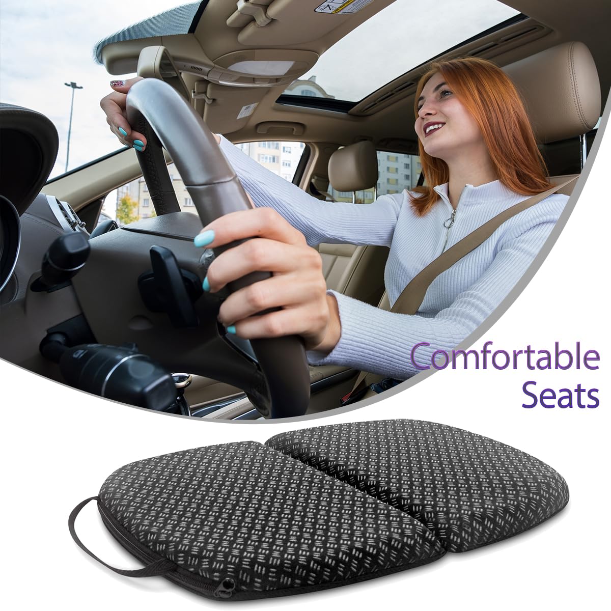 Foldable Gel Seat Cushion for Travel, Portable Chair Cushion of Airy Cooling Gel, Honeycomb Seat Cushion for Stadium & Park Bench