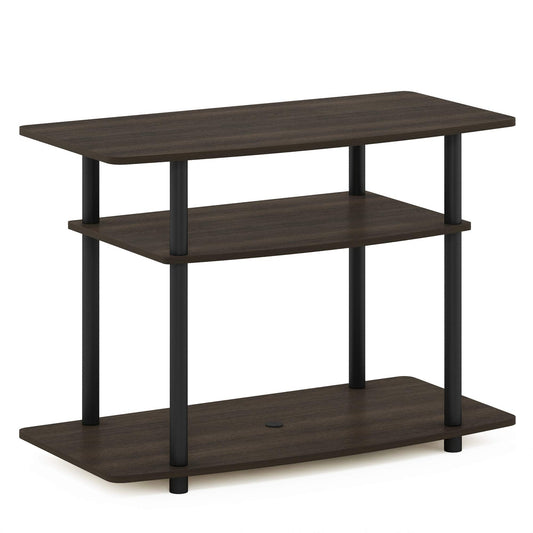 Furinno No Tools 3-Tier Entertainment Center Stand, TV Stands, TV Unit, TV Shelf, Dark Brown/Black
