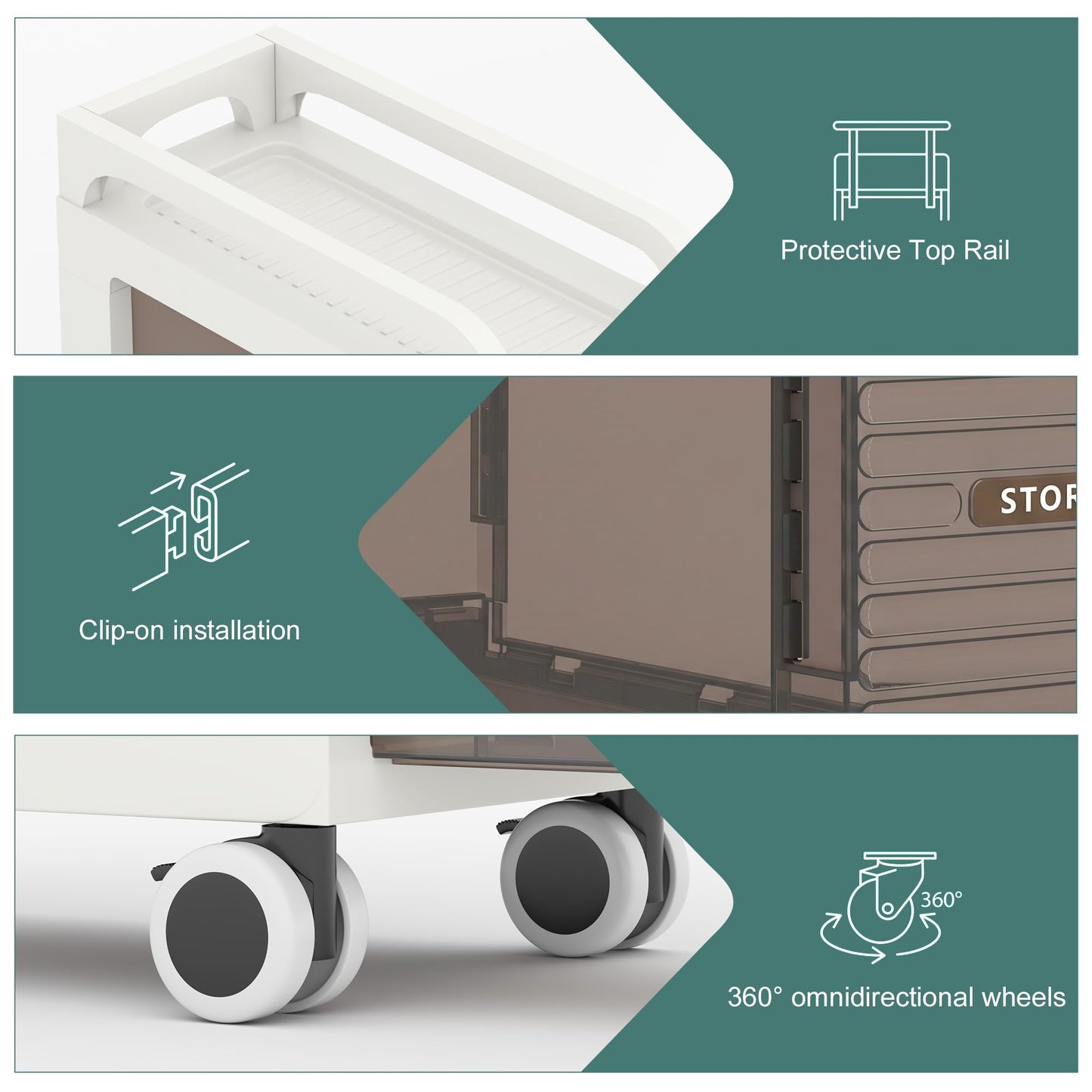 ZHYOCOGY Bathroom Storage with Drawers, 20cm Wide Slim Storage Cabinet