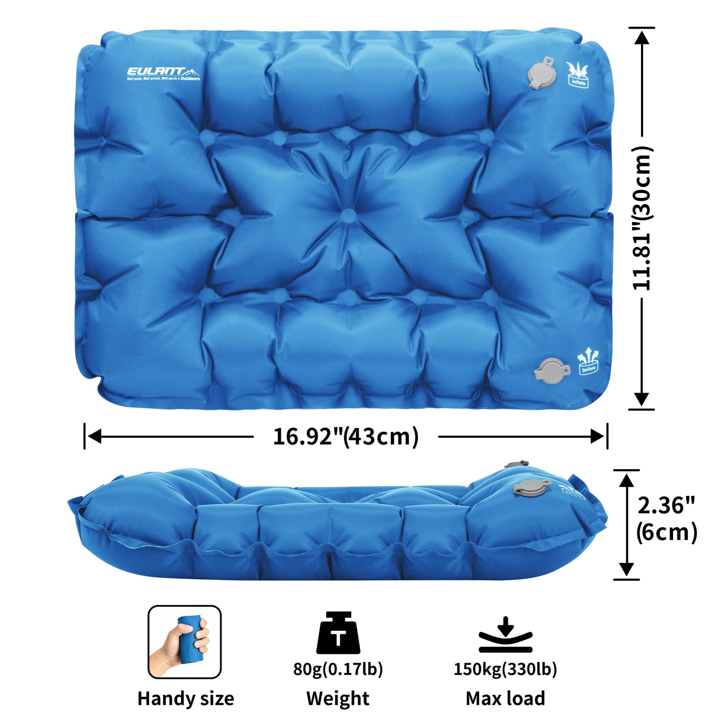EULANT Thickened Non-slip Inflatable Stadium Seat Cushion,Blow Up Pillow