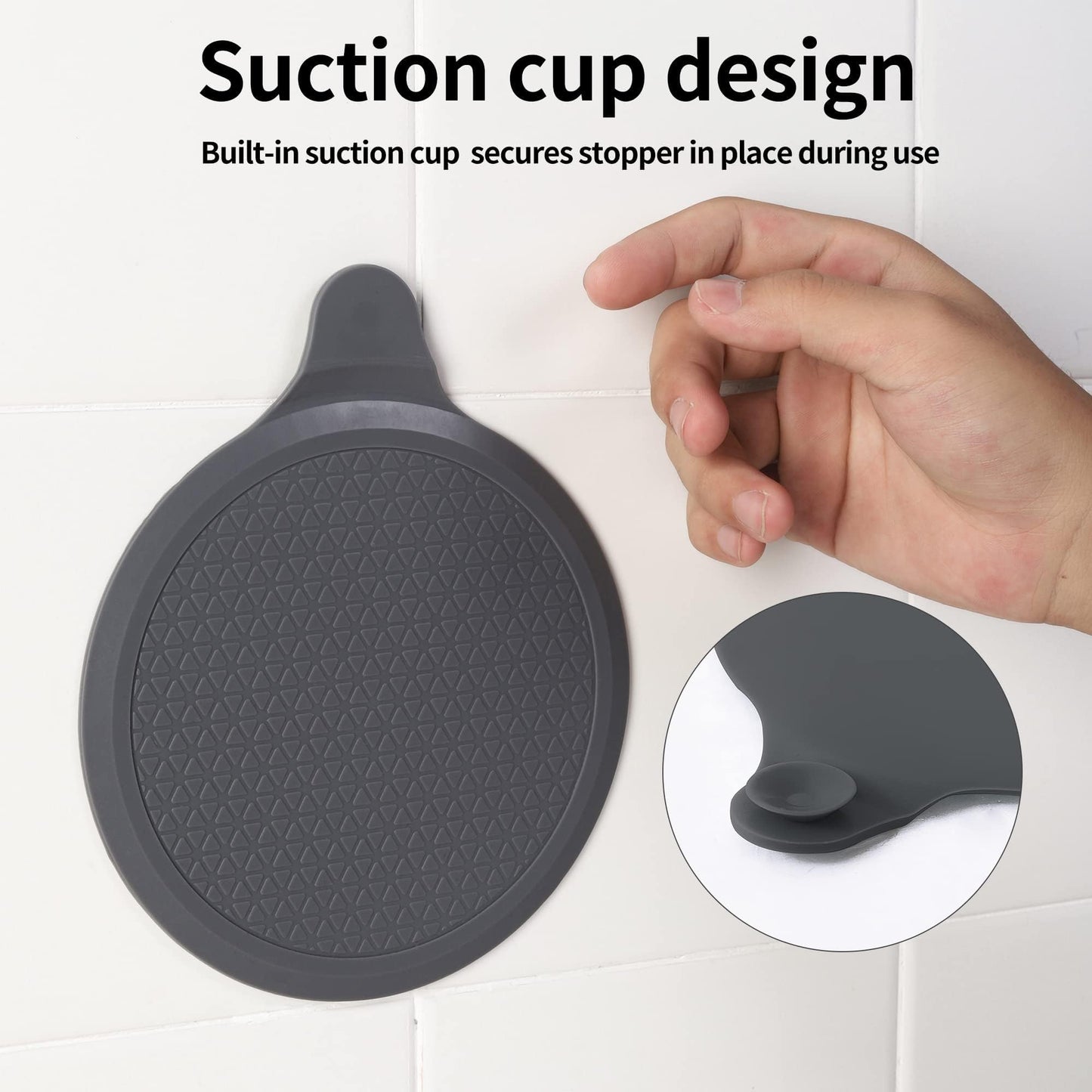 Tomario Silicone Bathtub Stopper, 6" Extra Large Sink Plug, Universal Shower Drain Tub Stopper for Kitchen Sink Bathroom (Grey)
