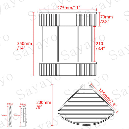 SAYAYO Corner Shower Caddy Shower Basket Organiser SUS304 Stainless Steel, 2-Tier Polished Chromed Corner Bathroom Shelf