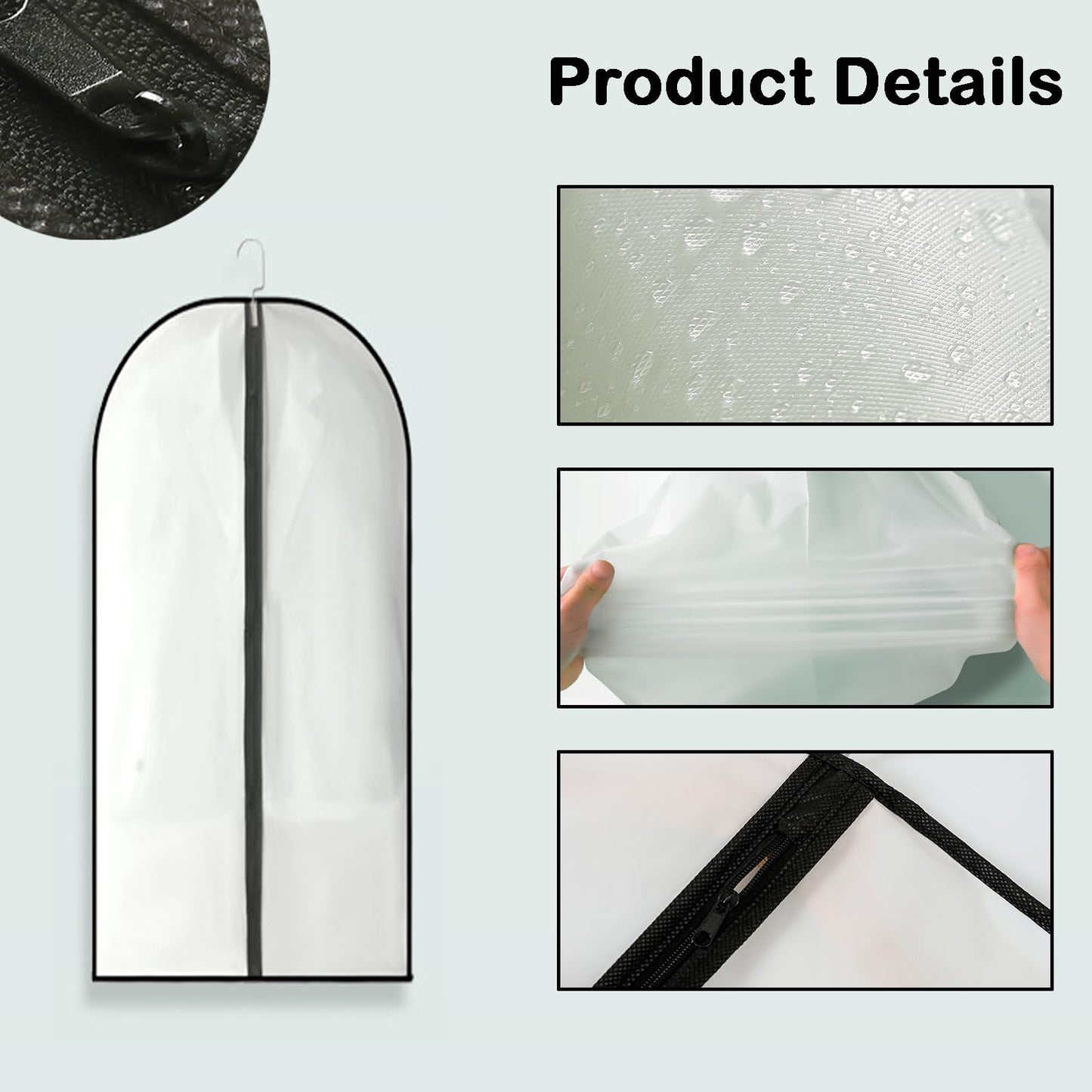 2PCS Dress Bags Covers Long Garment Covers Bag Dress Bag Long Dress Bags Covers Translucent with Zip Waterproof Dustproof Dress Covers Garment Bags