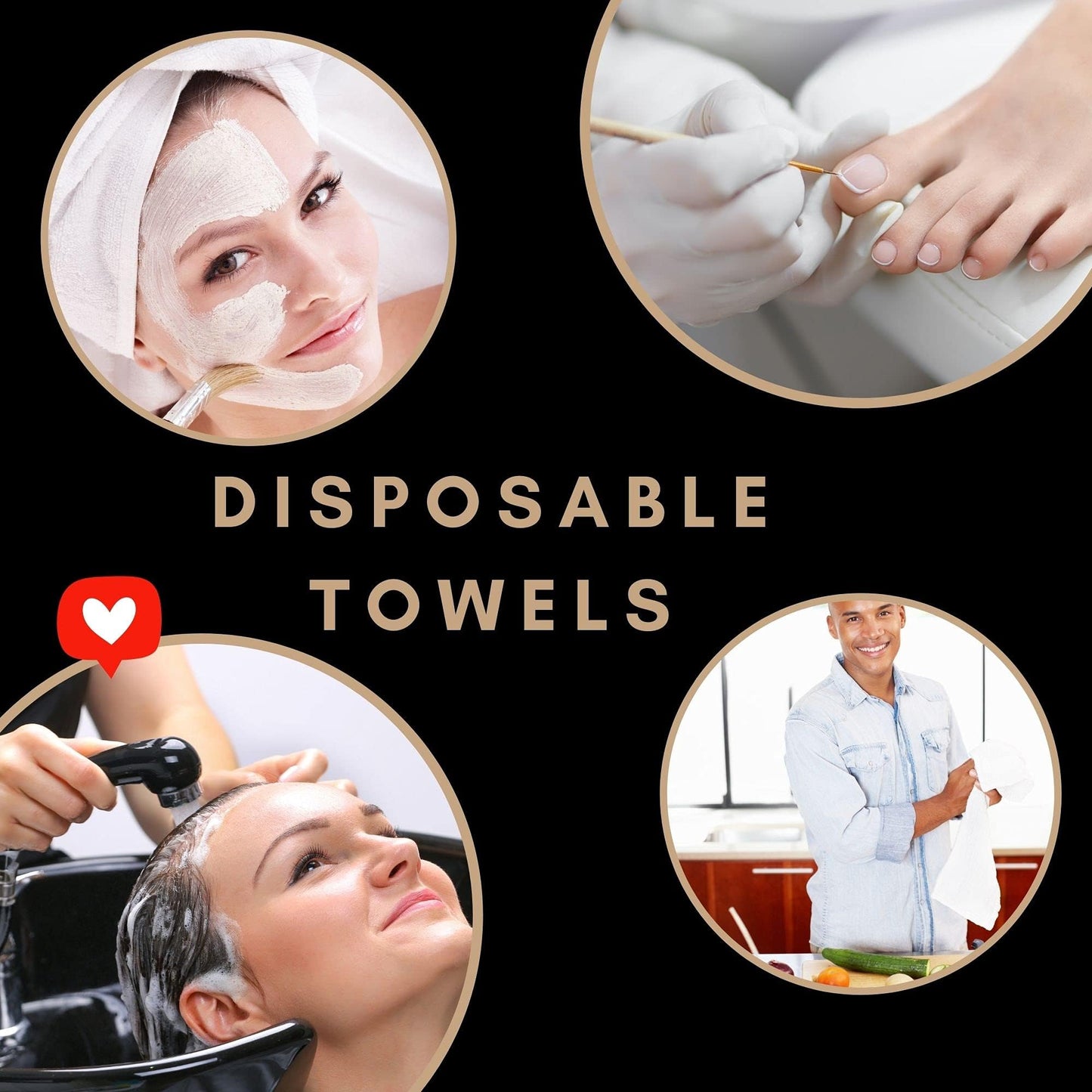 EKO Higiena 70×50 Black Disposable Hairdressing Towels – Perforated & Viscose Polyester Fabric – Face Cloths, Body Wipes, Makeup Pads – For Salon Use