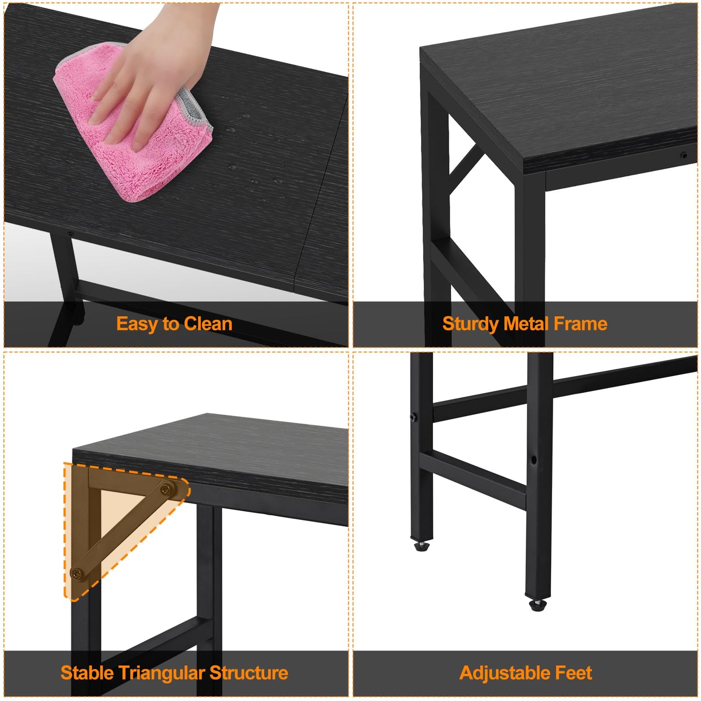 Livofloral Narrow Console Table, 75 cm Entryway Table with 2 Support Bar, Thin Sofa Table, Small Couch Table, Display Table