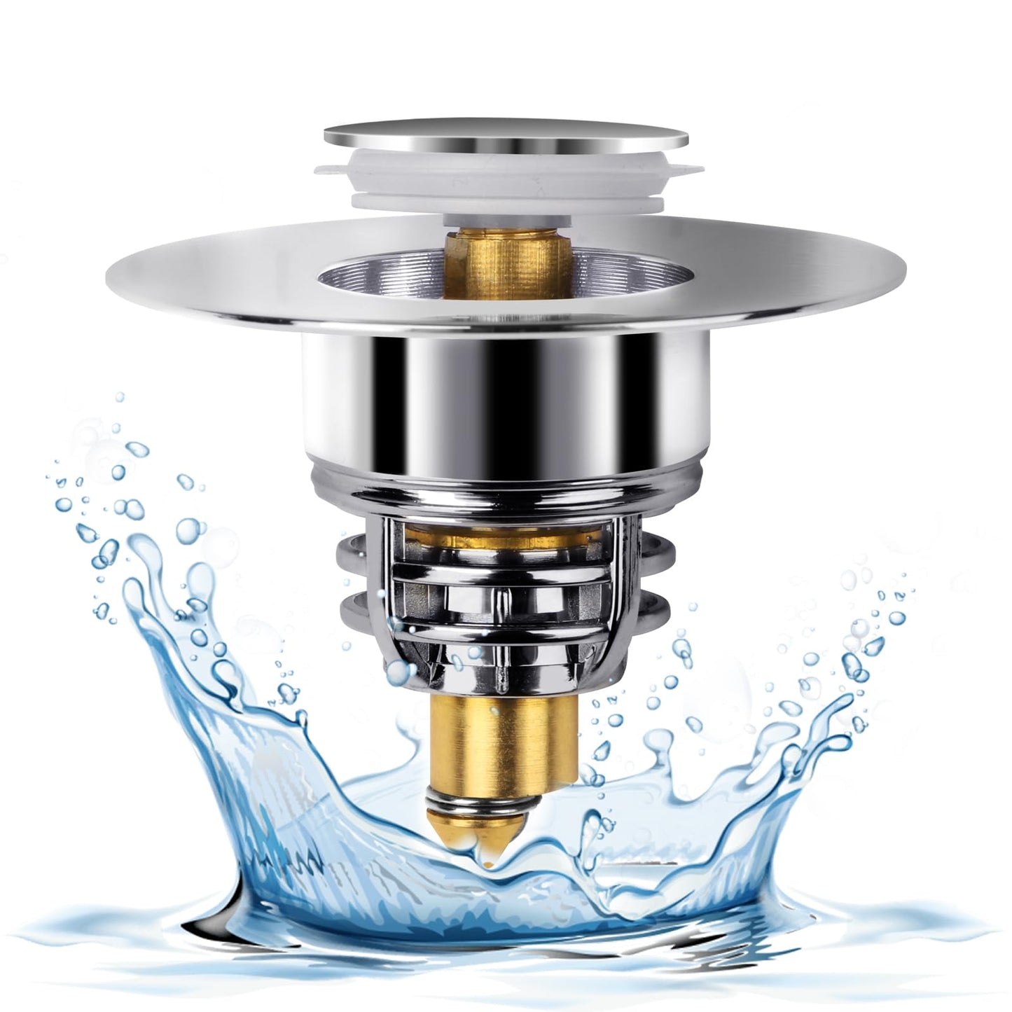 Universal sink plug,pop up sink plug replacement,Stainless Brass Bounce Core bath plug, kitchen sink plug,sink plug with Drain Strainer for