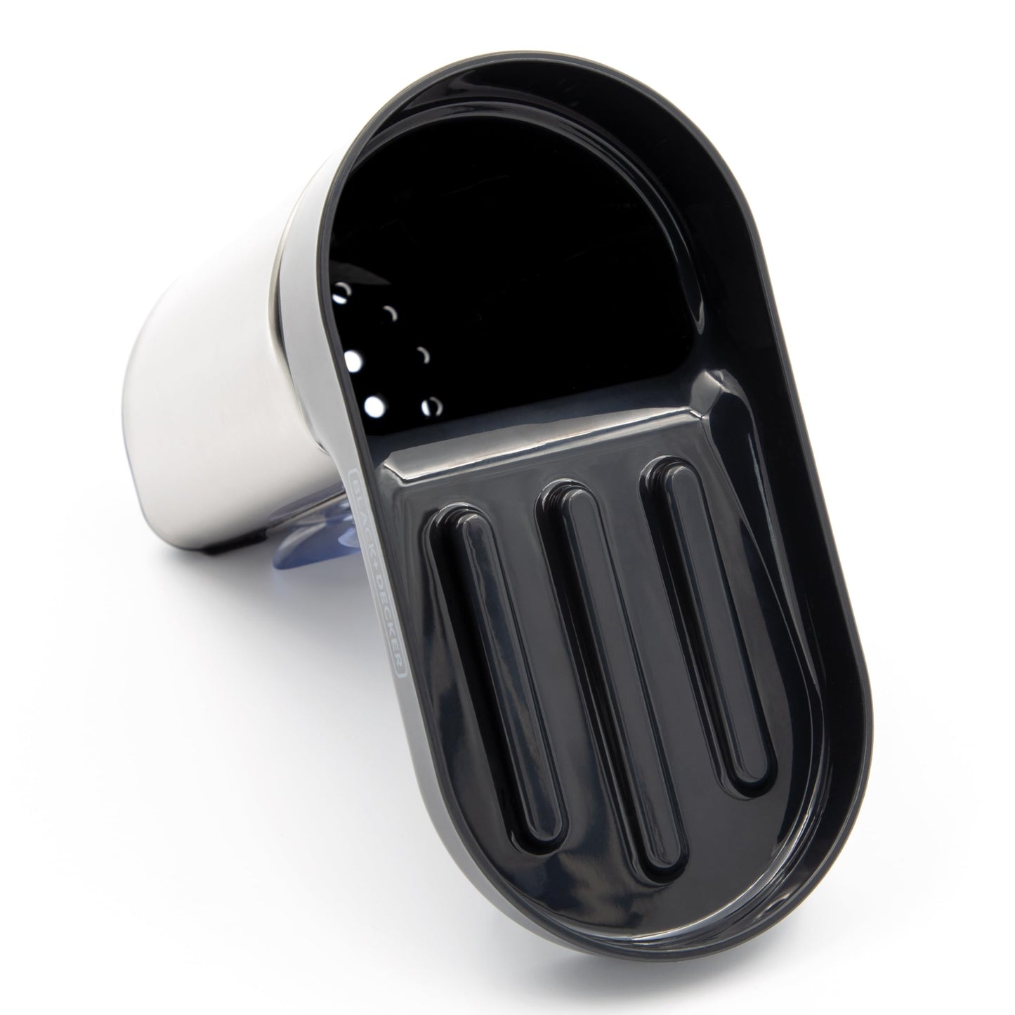 BLACK+DECKER BXSO63889GB Sink Caddy, In-Sink Design with 2 Suction Cups, Secure Ledge Tray with Storage Compartment, Stainless Steel Finish