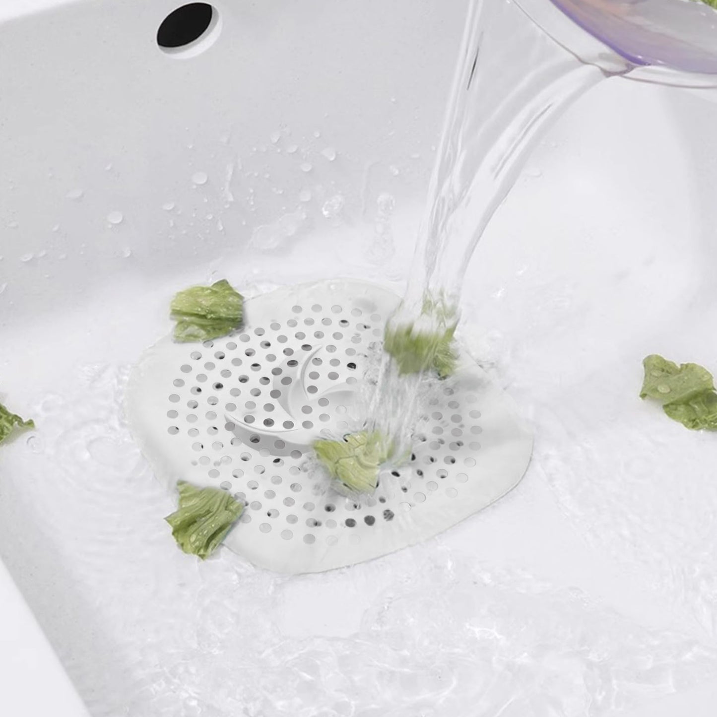 2Pcs Silicone Shower Drain Cover with Suction Cups, Hair Catcher Strainer for Sink, Bathtub, and Kitchen, Anti-Clogging Drain Protector Plug Filter
