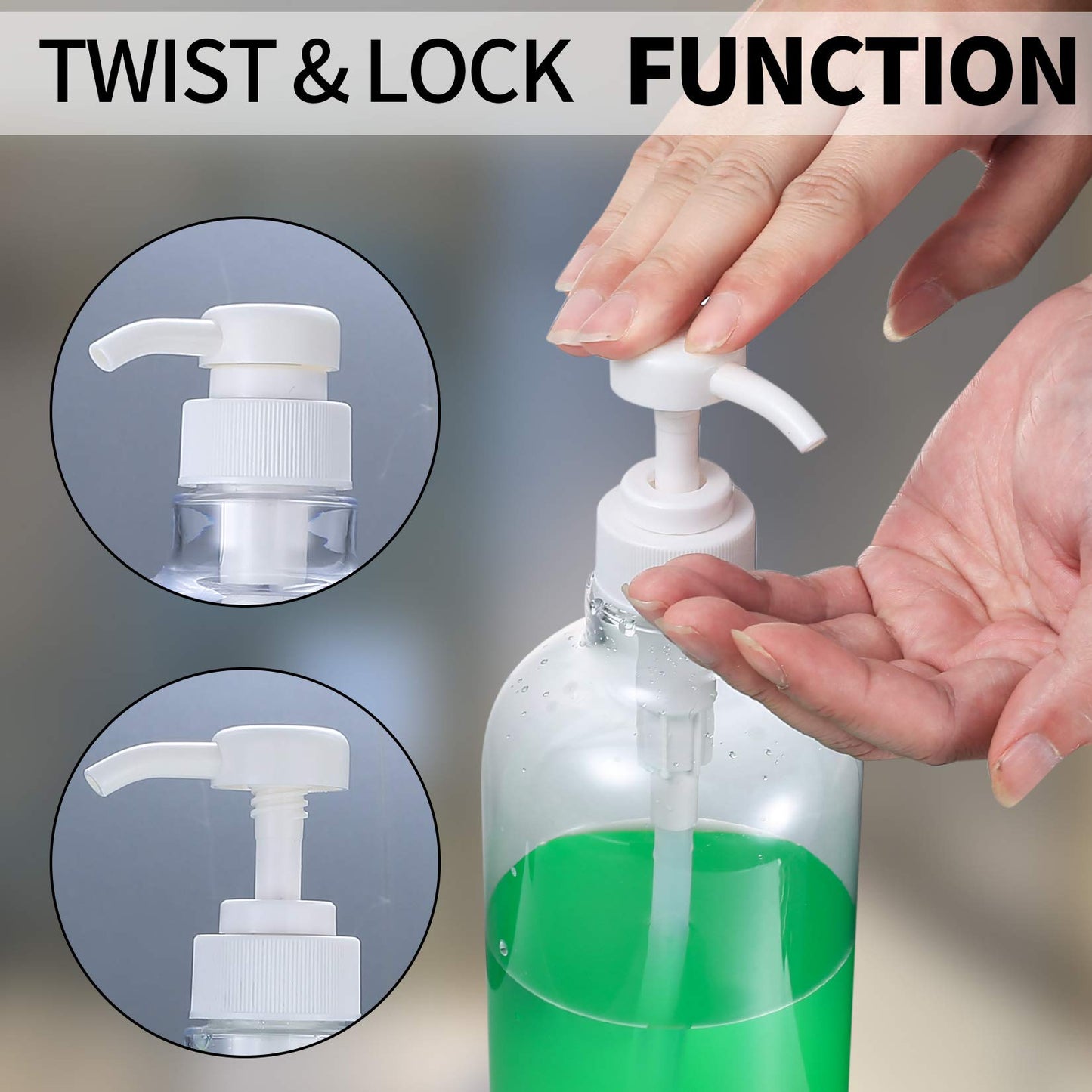 2 Pcs Shampoo and Conditioner Bottles, 1000ml Empty Plastic Refillable Handwash Shower Soap Pump Bottles Dispensers for Cleaning, Travel, Liquids