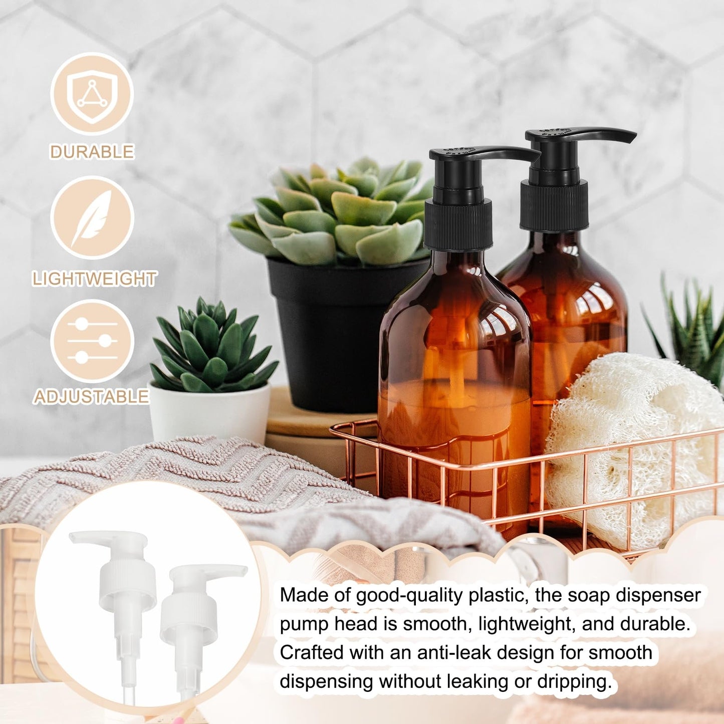 sourcing map 8 Pcs Soap Dispenser Pump Heads Soap Dispensers Top Pumps Replacement Switch Pumphead for Standard 24/410 Neck Size Lotion Shampoo