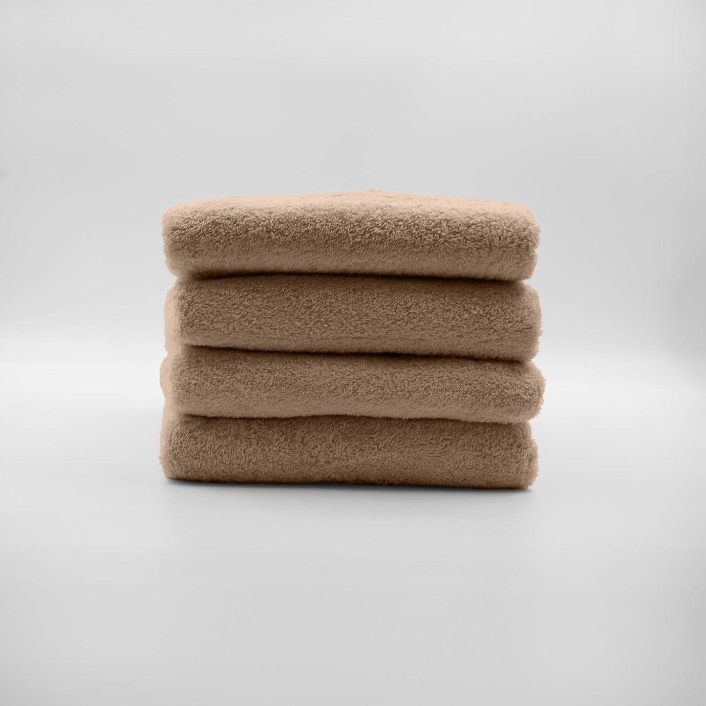 Douceur d'Intérieur, Elegance Hazelnut Set of 4 Shower Towels (70 x 130 cm) Terry Cloth