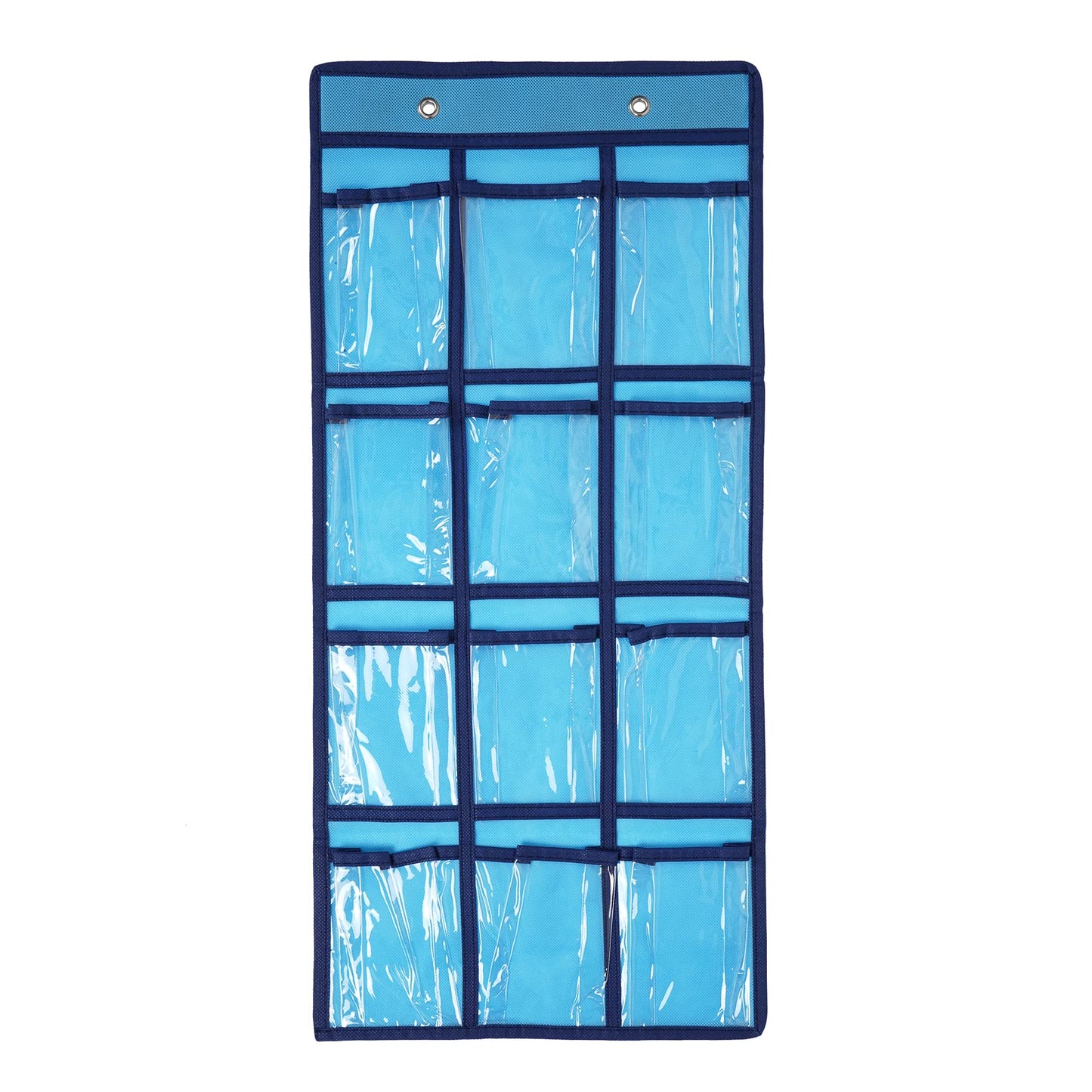 SAVORLIVING 12 Clear Pockets Classroom Pocket Chart Organizer, Cell Phones Calculator Holder with Hooks, Hanging Wall Door Calculators Phone Caddy