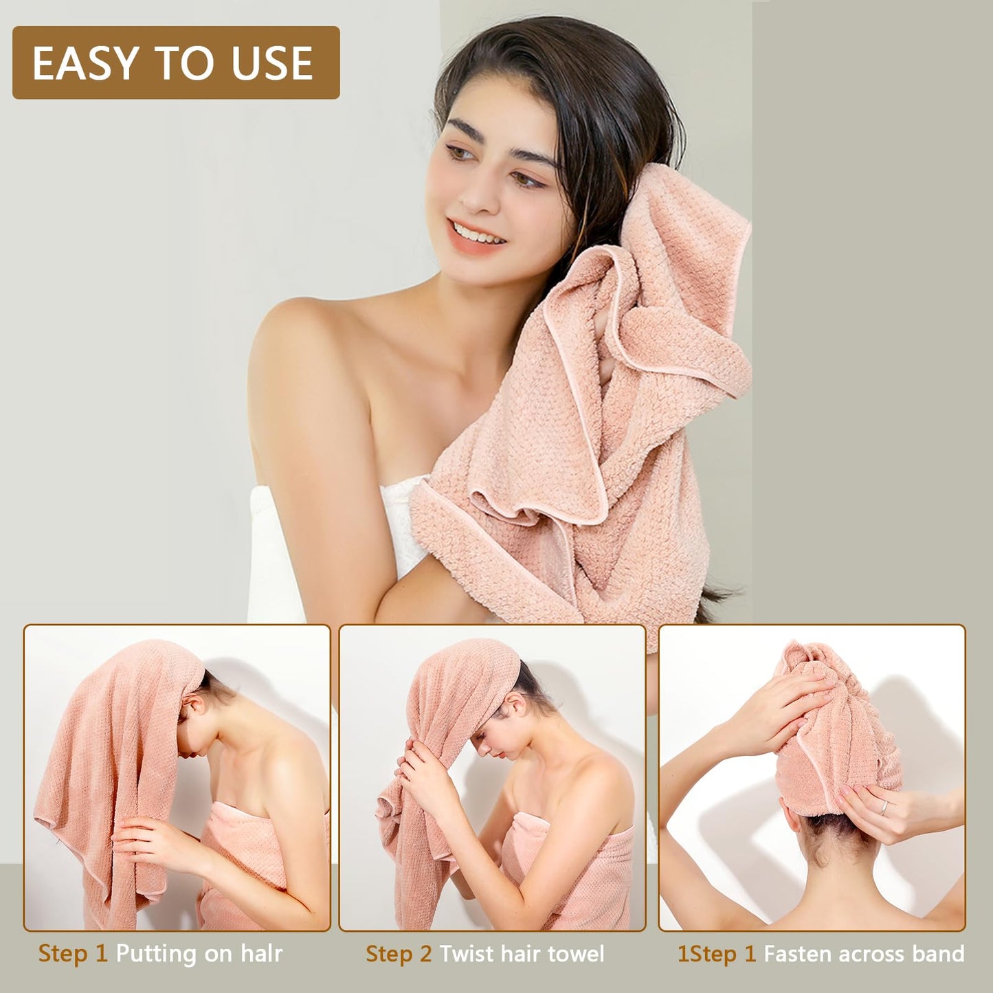 Laojbaba Microfiber Hair Quick Dry Towel Ultra Absorbent Drying Towel for All Hair Types 20X40inch Grey (1pcs)