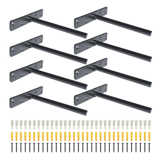 Premium Heavy Duty Floating Shelf Brackets - Solid Steel Wall Mounted Bracket for Concealed Shelves with Screws & Wall Plugs for Drywall & Concrete