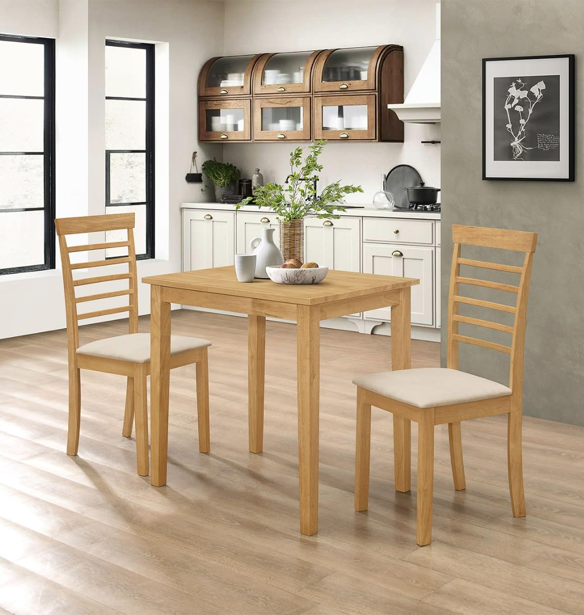 Hallowood Furniture Ledbury Small Light Oak Dining Table and Chairs Set 2