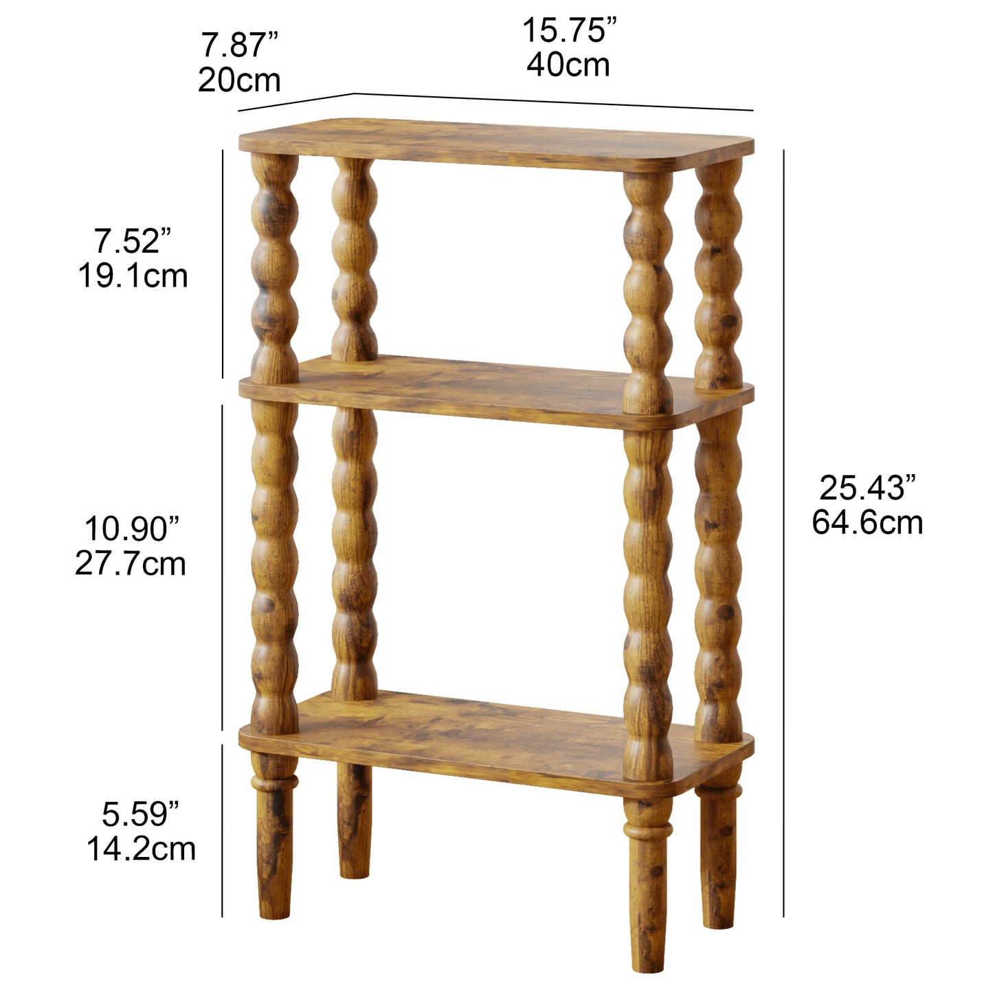 JERX 3-Tier Narrow Side Table Small End Table