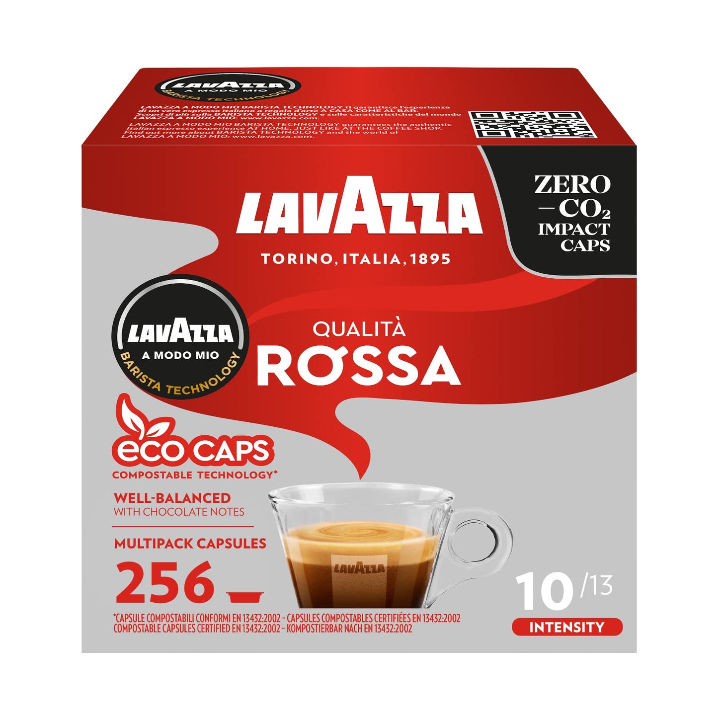 Lavazza A Modo Mio Eco Caps Coffee Pods, Espresso Qualit? Rossa - 16 Pack of 16 (256 Capsules), 2.81 Kg