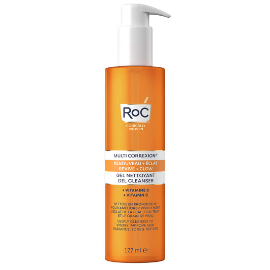 RoC Multi Correxion Revive + Glow Gel Cleanser | Face Wash with Vitamin C & Glycolic Acid | 177 ml