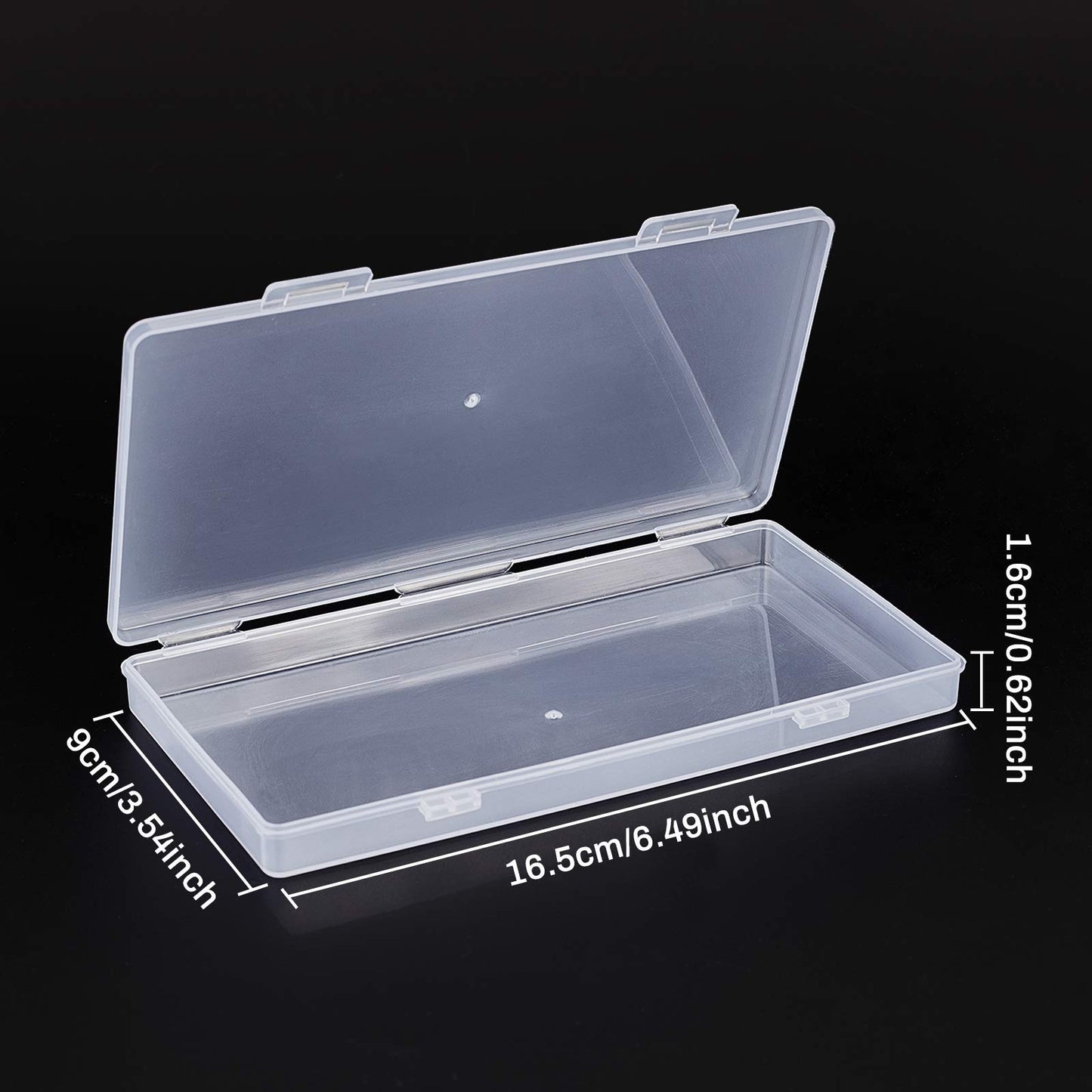 BENECREAT 8 Pack 16.5x9x1.6cm Rectangle Clear Plastic Bead Storage Containers Box with Hinged Lids for Paint Brushes, Pencil, Vinyl Tools