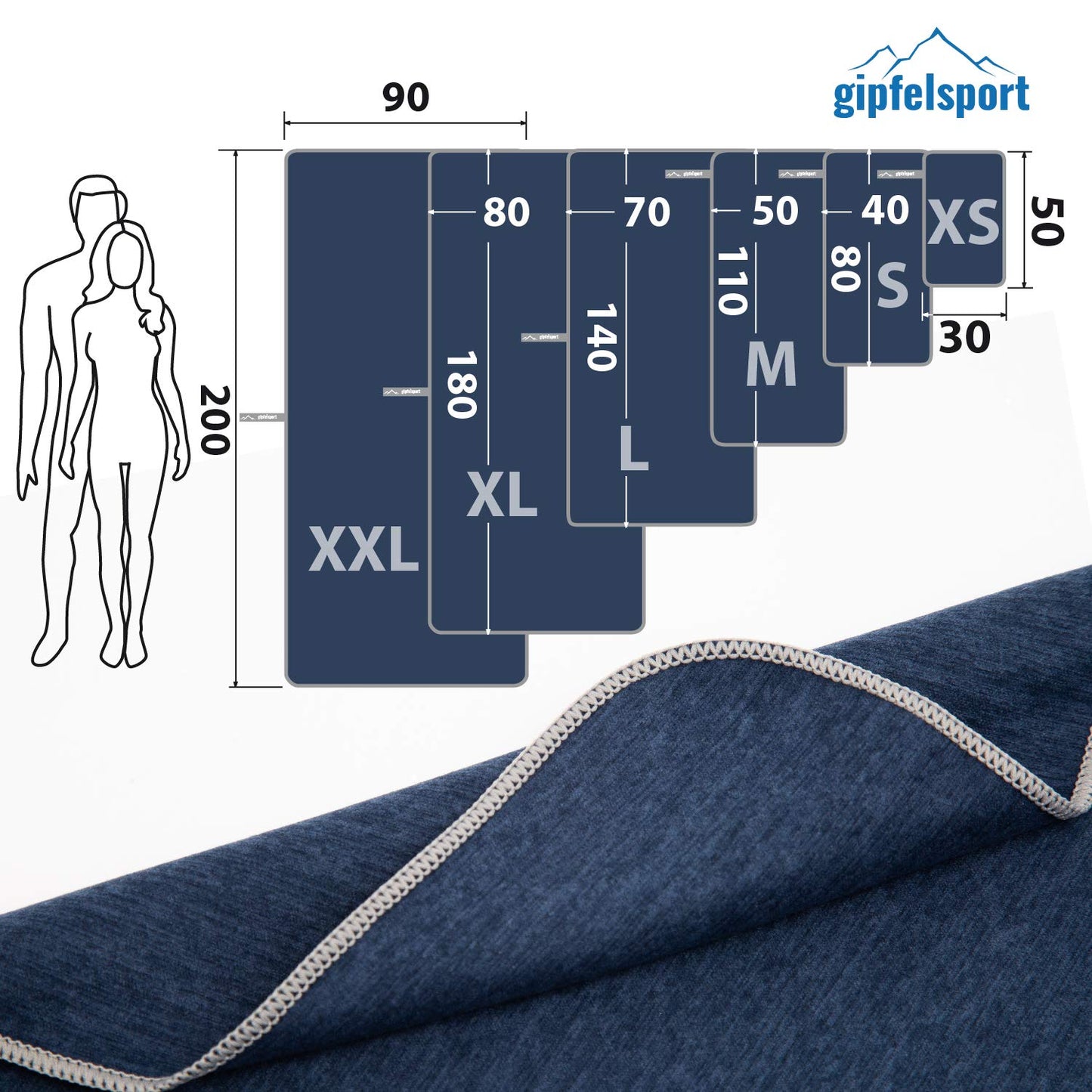 gipfelsport Microfibre Towel | Navy | XS(50x30cm) without bag