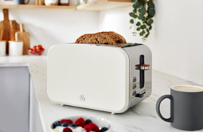 Swan ST14610WHTN Nordic 2-Slice Toaster with Defrost/Reheat/Cancel Functions, Cord Storage, 900W, White