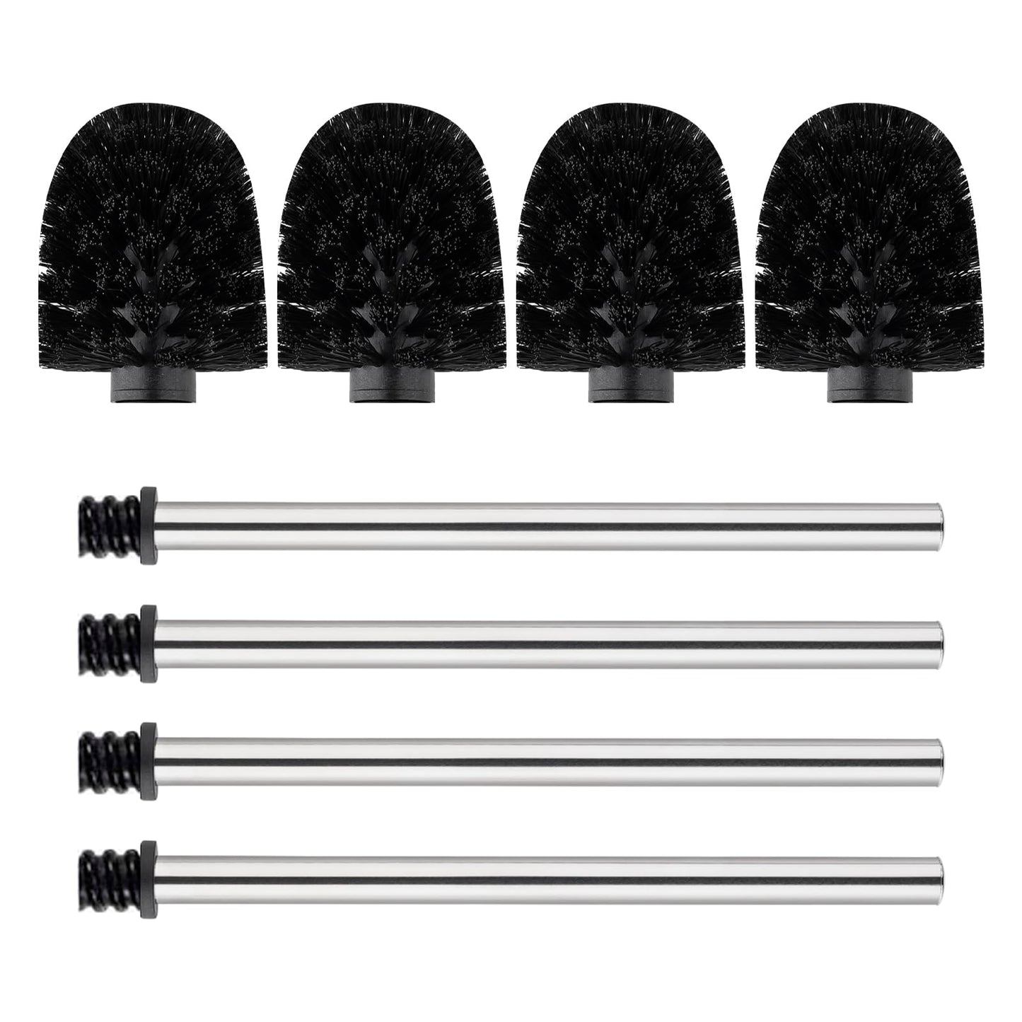 Ibergrif Black Toilet Brush 4PCS with Stainless Steel Handle M34155