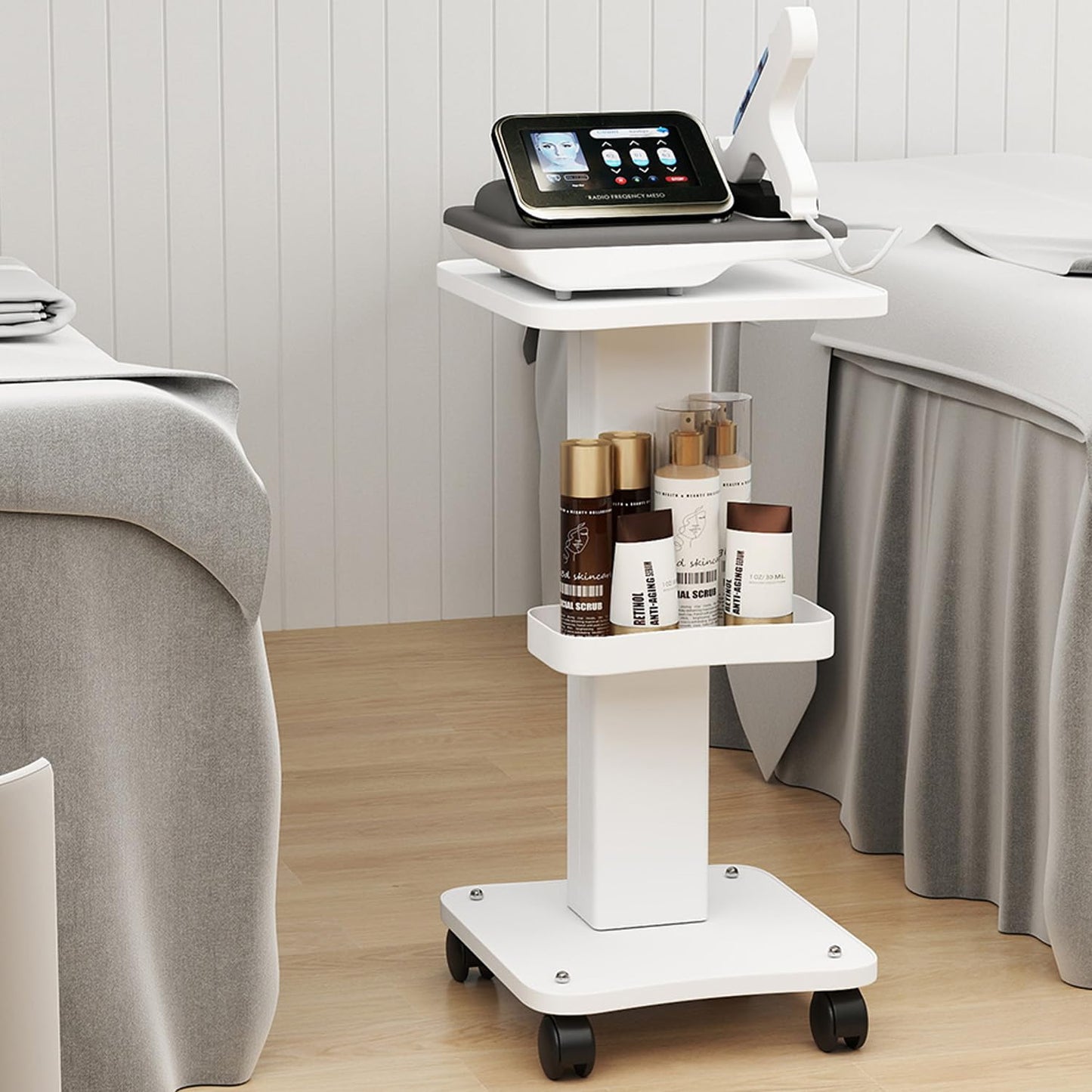 ybaymy Beauty Trolley on Wheels Salon Equipment Trolley Carts Beauty Rolling Cart Mobile Cart Rack Storage Tray for Hair Salons Spas Barber Shops