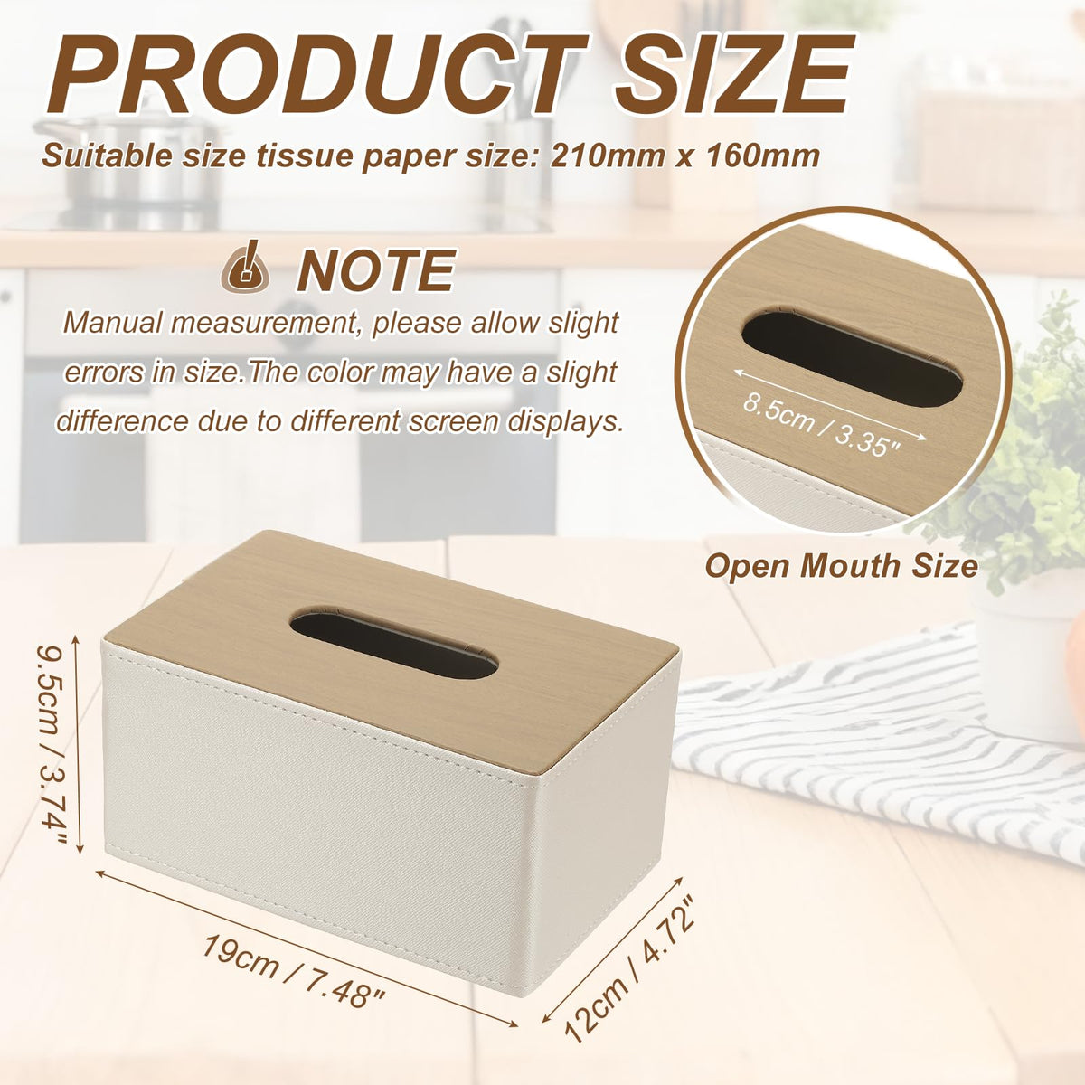sourcing map Tissue Box Cover, Rectangle Modern Tissue Box Holder with Magnetic Closure for Living Room Bedroom Office Hotel Desk
