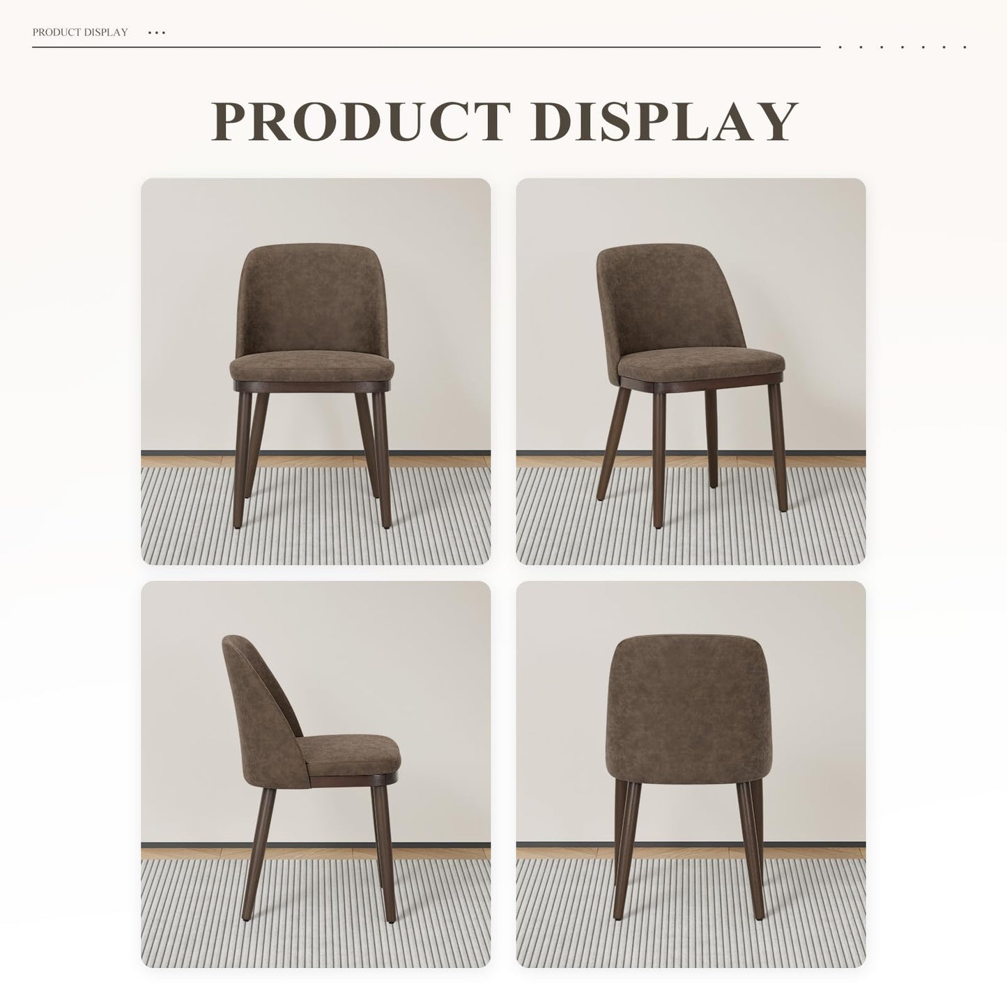 MALOL Thick Wood-base Dining Chairs Set of 4, Upholstered Kitchen Chairs with Solid Wood Legs and Thick Seat Cushion