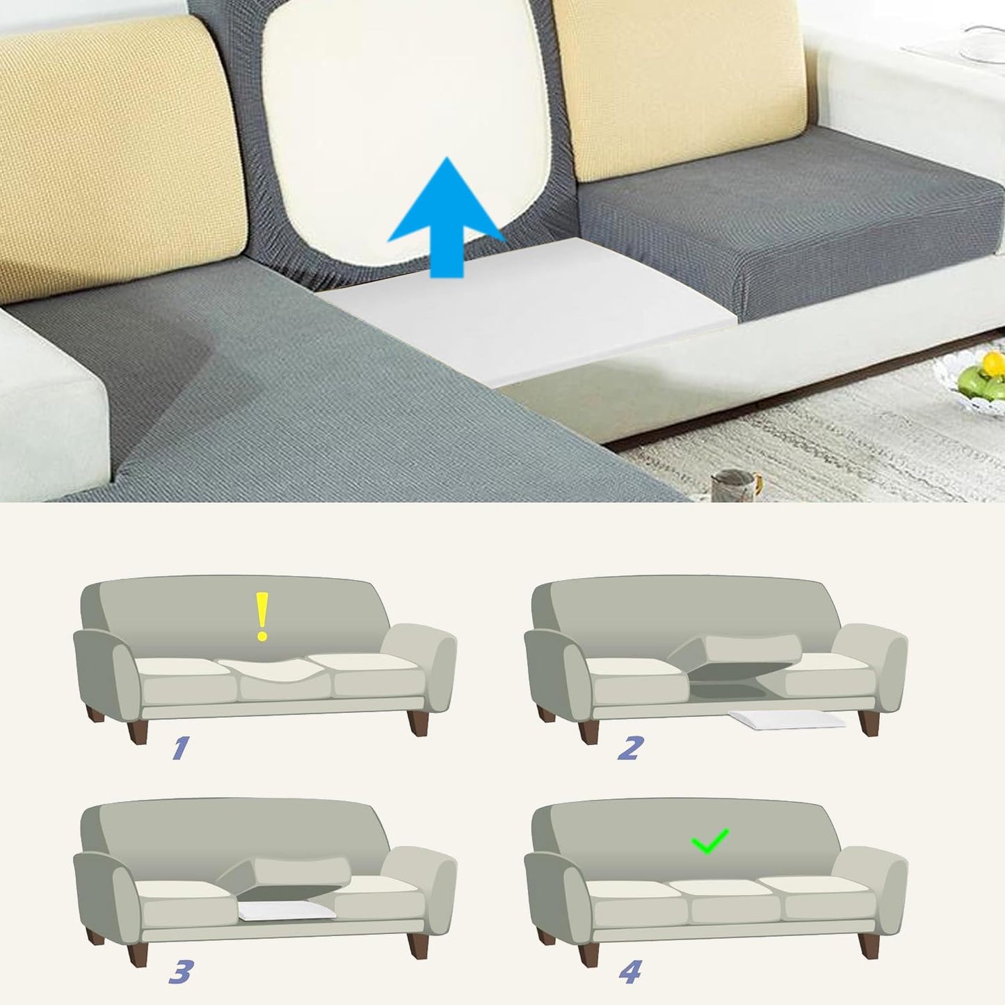 Duscdesp 50×50cm Sofa Support Boards,Sofa Bed Support Cushion Sofa Saver,Cushion Sag Repair for Corner Sofa Sofa Bed Couches Settee (WHITE & 2 PCS)