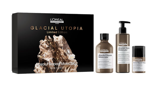 L'Oreal Professionnel Hair Care Set: Absolut Repair Molecular Giftbox Trio - Repairs 2 Years of Hair Damage, Restores Strength & Elasticity, Heat