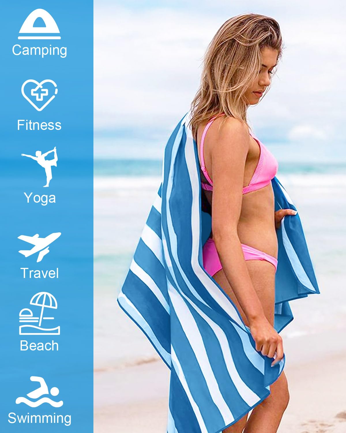 Victoper Microfiber Beach Towel d Rapid Drying Sand Free Soft Compact Lightweight Qualities Beach Towels for Adults Ideal for Swimming Beach Yoga