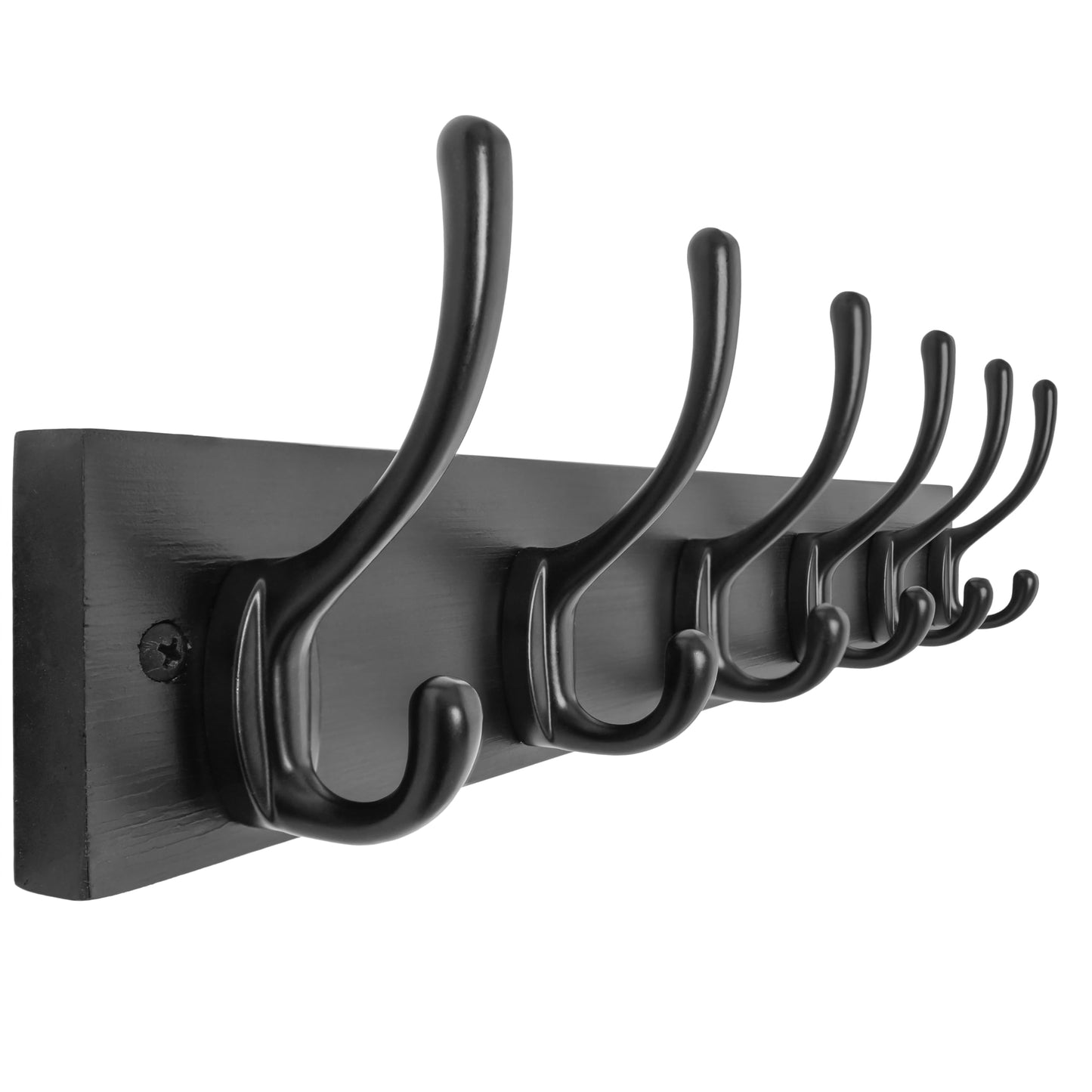 HONSKY Wall Coat Rack with 8 Double Hooks,Wooden Coat and Towel Hanger Storage for Entryway, Bathroom, Bedroom, Garage,Garage,Black Base/Black Hook