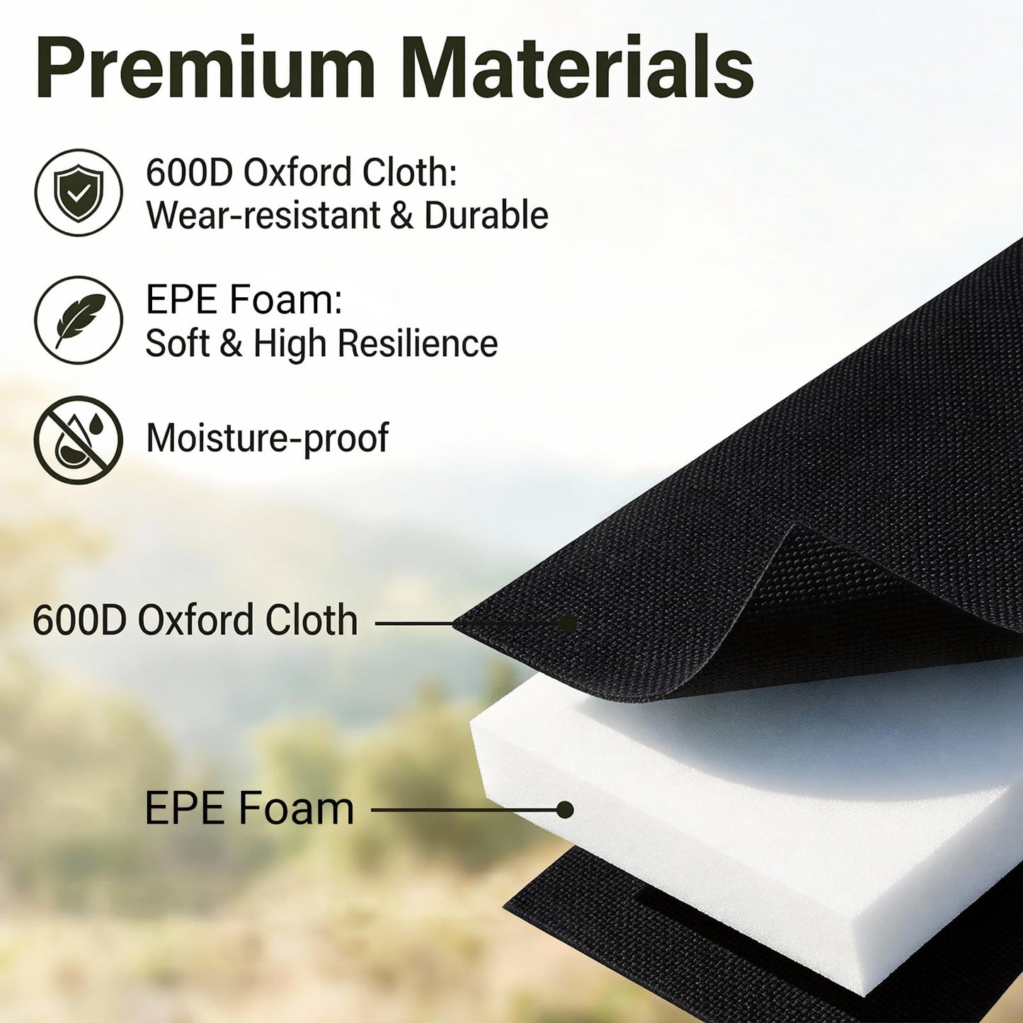 NBOUOU Folding Sit Mat Outdoor, 49 * 34 cm Portable Large Waterproof Sitting Cushion Seat Pad Foldable, Moisture-Proof Folding SeatMat for Camping