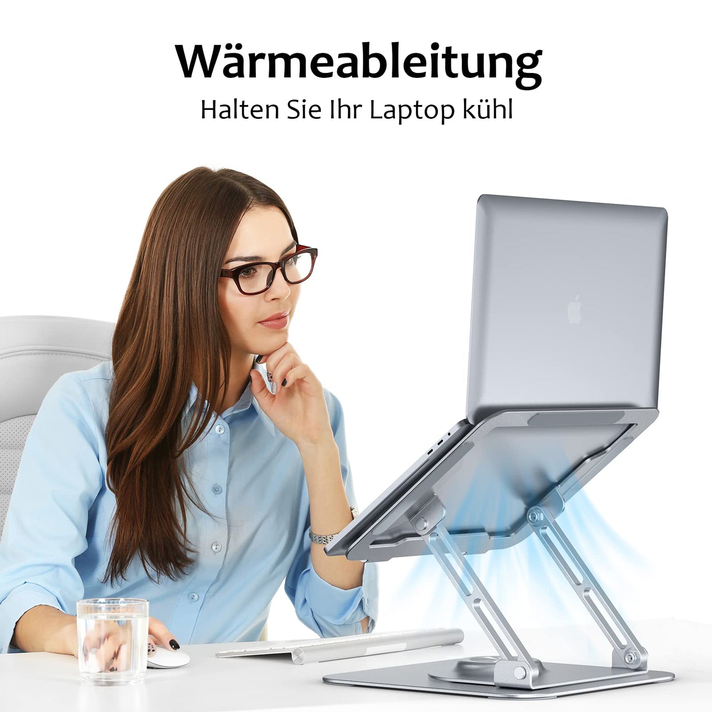 JOYEKY Laptop Stand, Foldable & Portable, Aluminium, Height-Adjustable, Compatible with Laptops 10-16 Inches