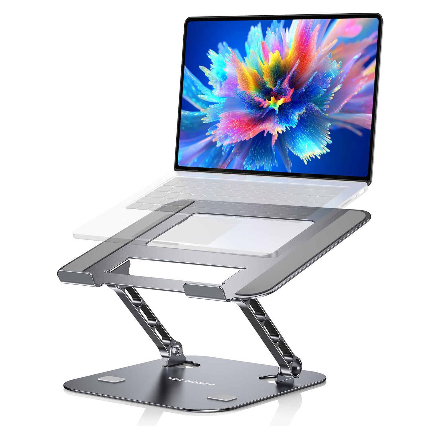 TECKNET Laptop Stand, Height Adjustable Laptop Stander, Ergonomic Foldable Portable Ventilated Laptop Holder