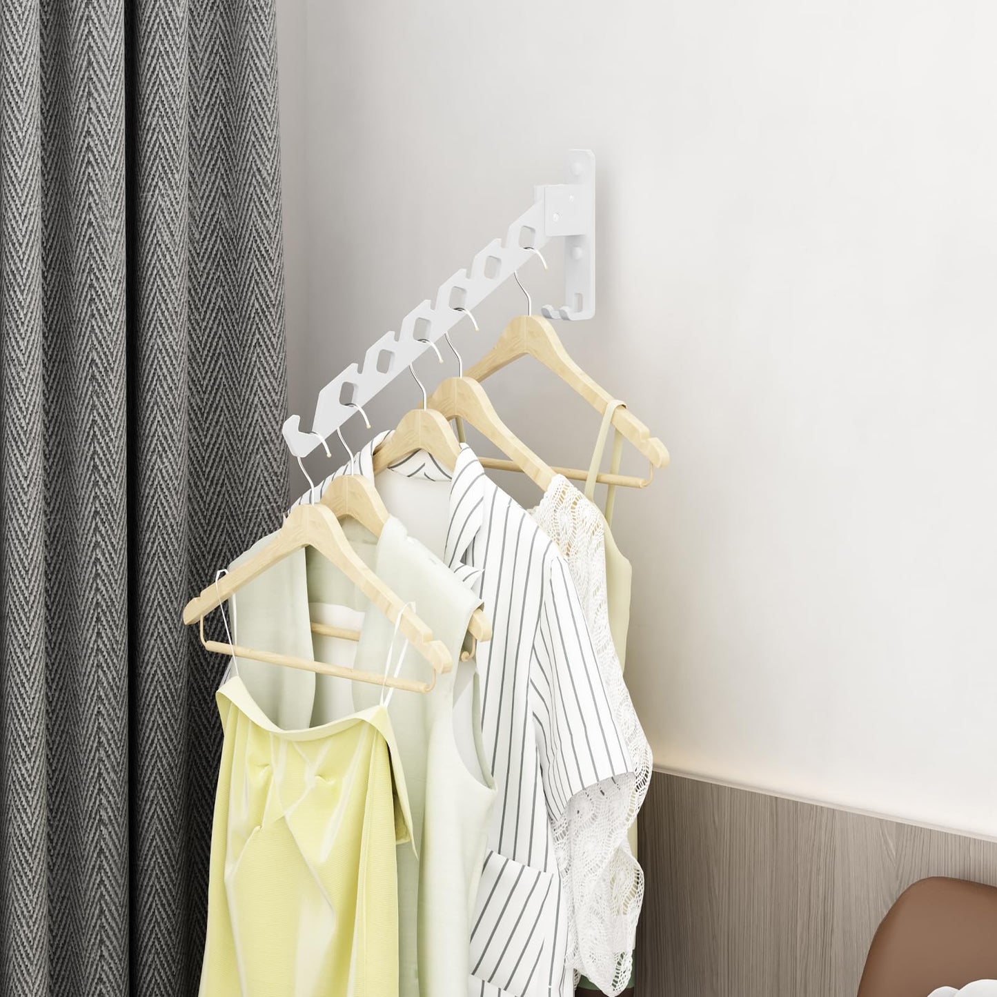 Wall Mounted Clothes Drying Rack, Wall Clothes Hanger Foldable, Laundry Hanger Hook for Bathroom, Wall Clothes Rack Indoor, Perfect for Small Spaces