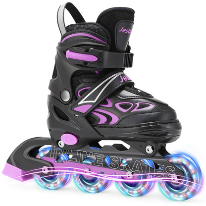 Adjustable Inline Skates for Kids, Girls Boys Light up Inline Skates Size Adjustable Roller Blades for Beginners (Medium (UK 1-4))