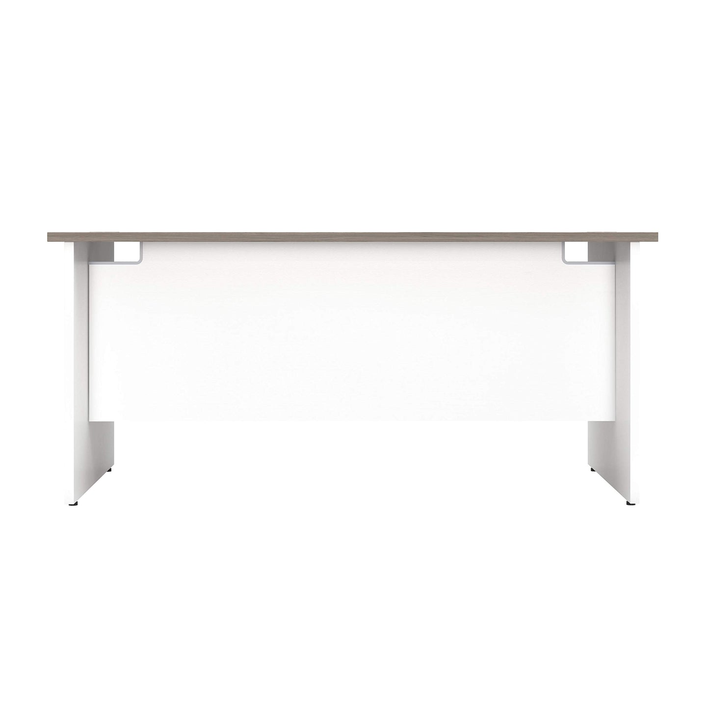 Office Hippo Heavy Duty Rectangular Office Desk with Panel Ends, 120 x 60 x 73 cm, White Legs, Grey Oak Top
